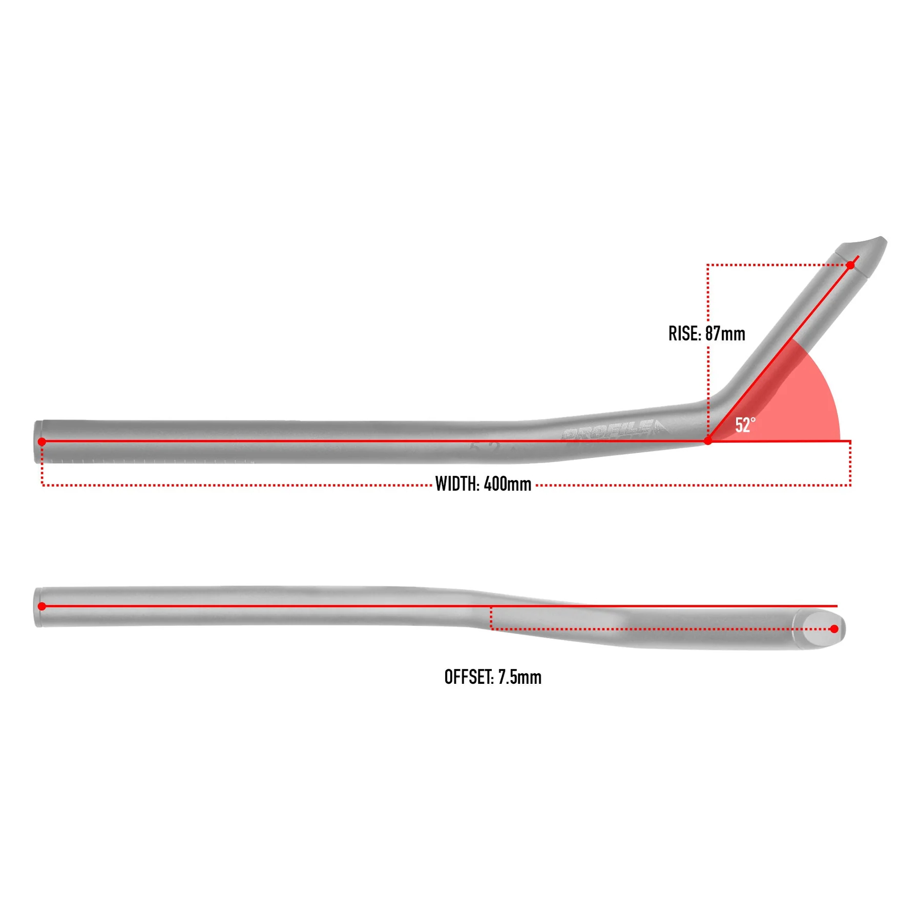Guidon Vélo Profile Design Ultra FR - Aluminium, 25.4 Mm, Hauteur 60 Mm, Largeur 650 Mm, Neuf