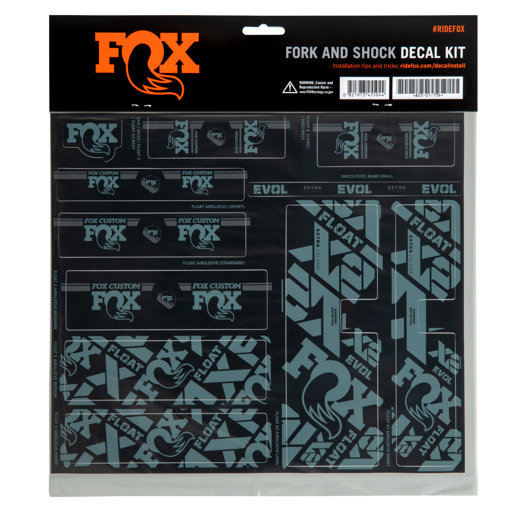 Productfoto van FOX CUSTOM Decal Kit for Fork &amp; Rear Shock - Storm Blue