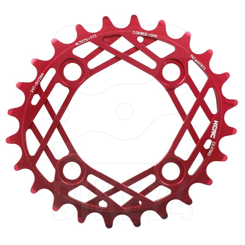 Picture of KCNC K6 Cobweb II Oval MTB Chainring 104/64mm - 4-arm - red