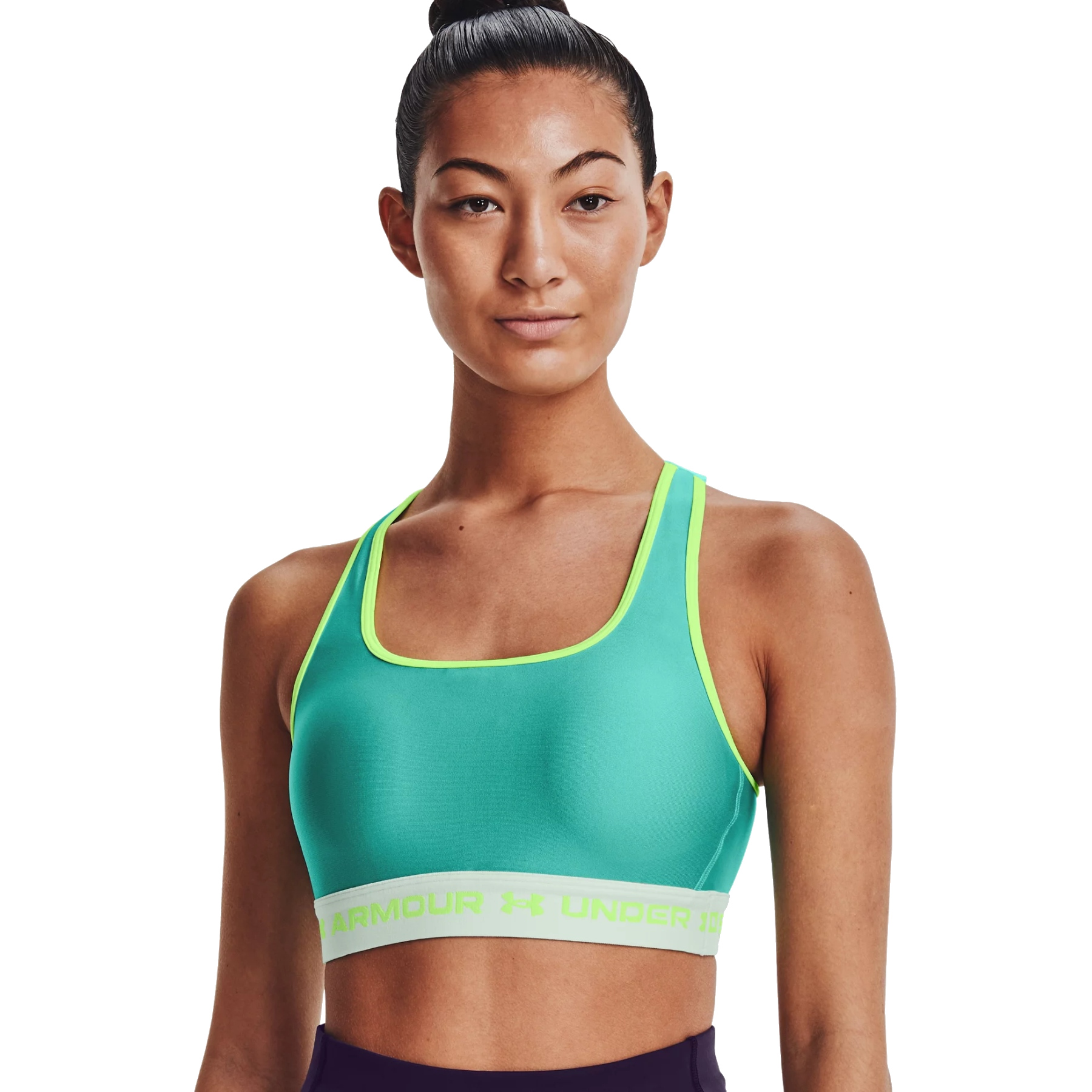 Picture of Under Armour Women&#039;s Armour® Mid Crossback Pocket Sports Bra - Neptune/Sea Mist/Quirky Lime