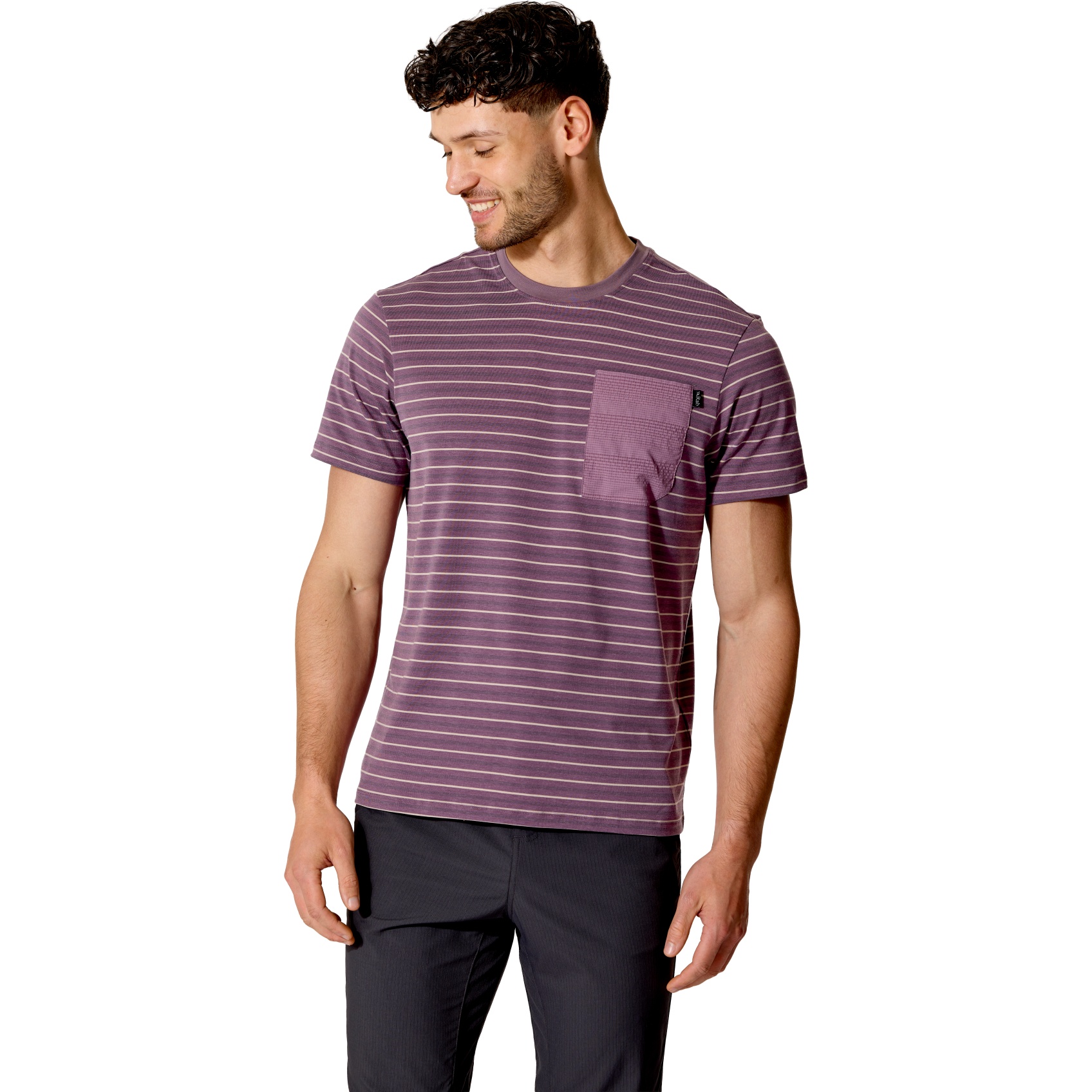 Мужская футболка с карманом в полоску от Rab Rivelin - iris stripe purple