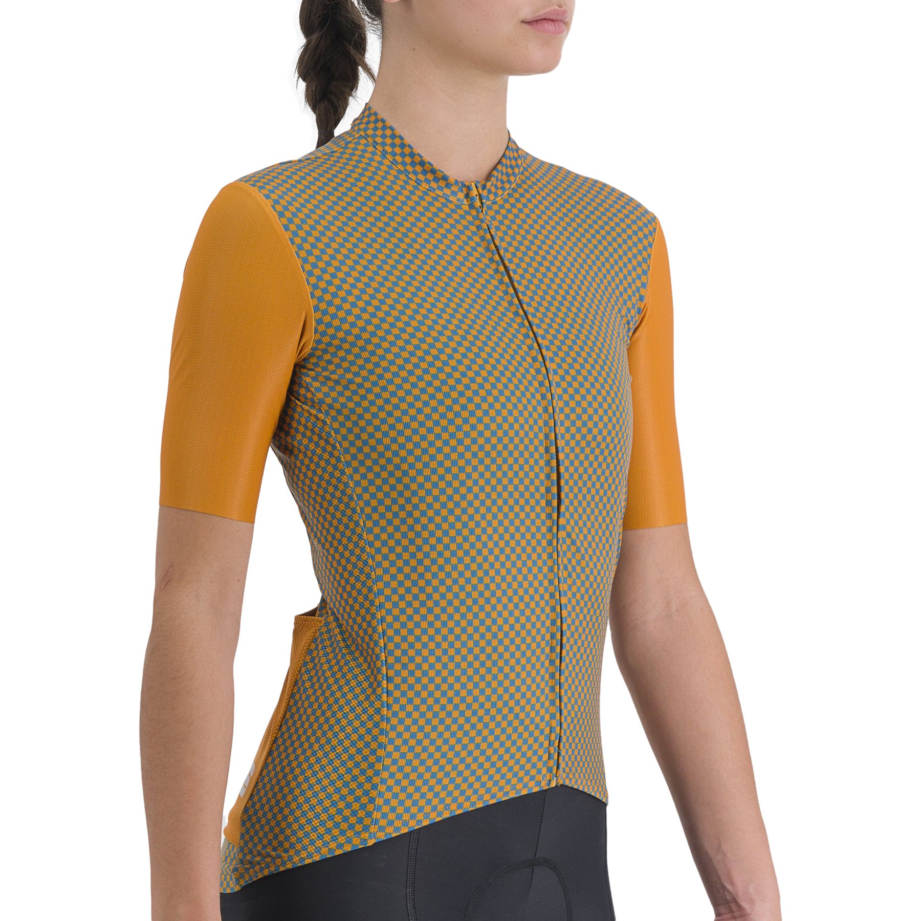 Image of Sportful Checkmate Jersey Women - 261 Dark Gold Berry Blue