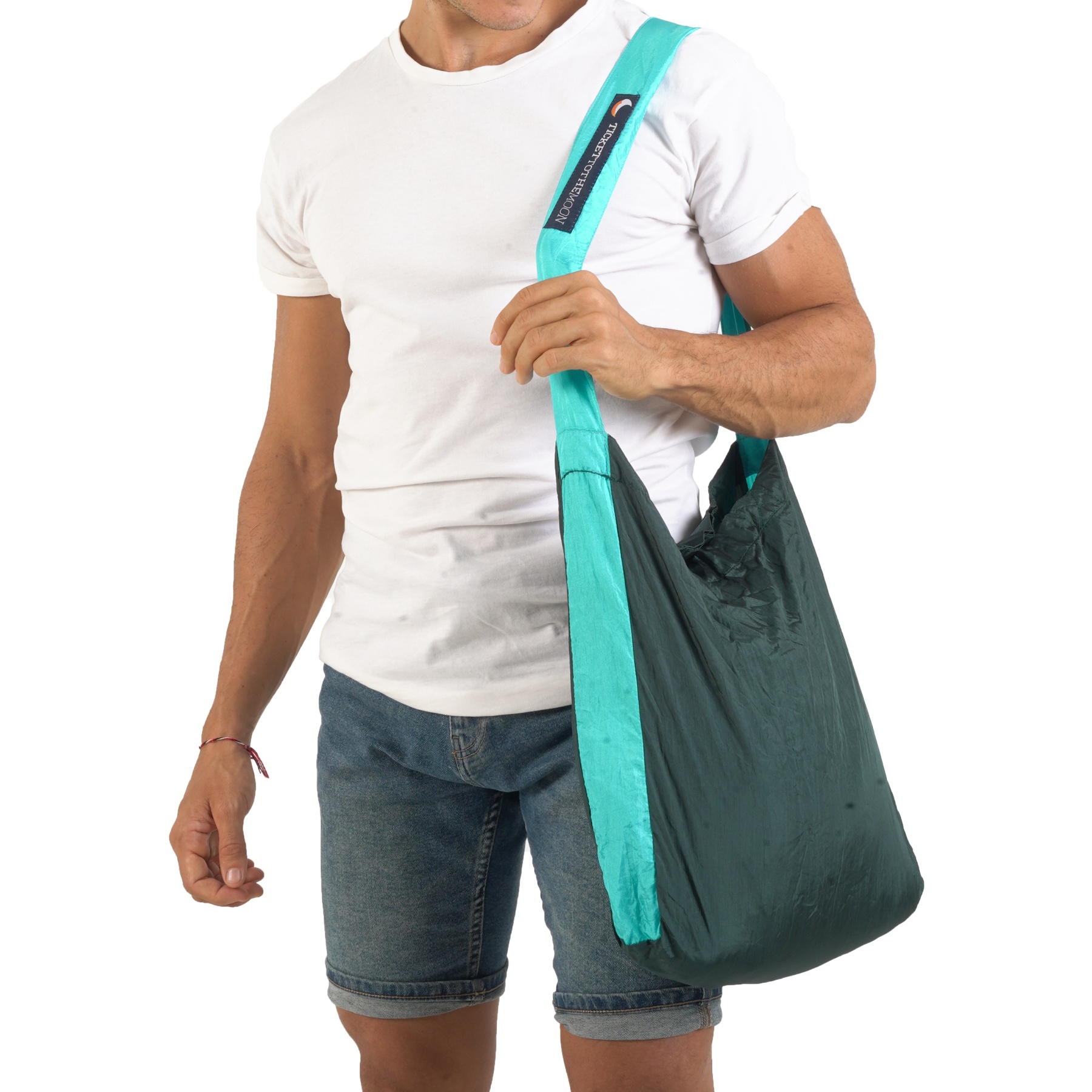 Produktbild von Ticket To The Moon Eco Bag - Einkaufstasche - Medium 15L - Dark Green / Turquoise