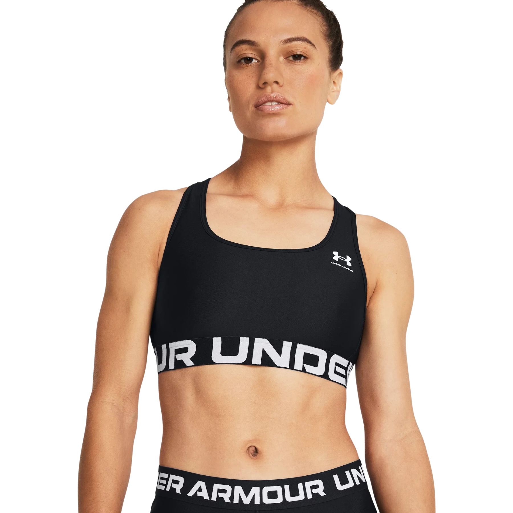 Produktbild von Under Armour HeatGear® Armour Mid Sport-BH mit Branding Damen - Schwarz/Weiß