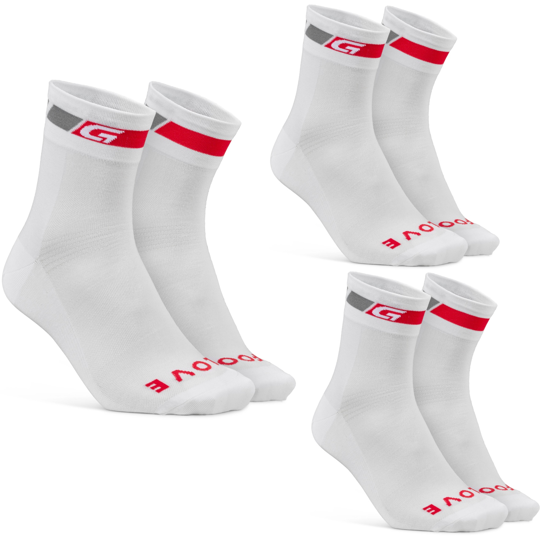Picture of GripGrab Classic Regular Cut Socks 3PACK - White
