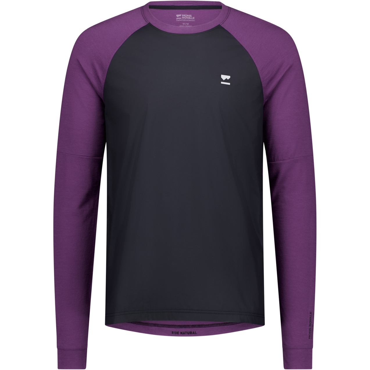Мужская велосипедная майка Mons Royale Tarn Merino Shift Wind - черный / boysenberry