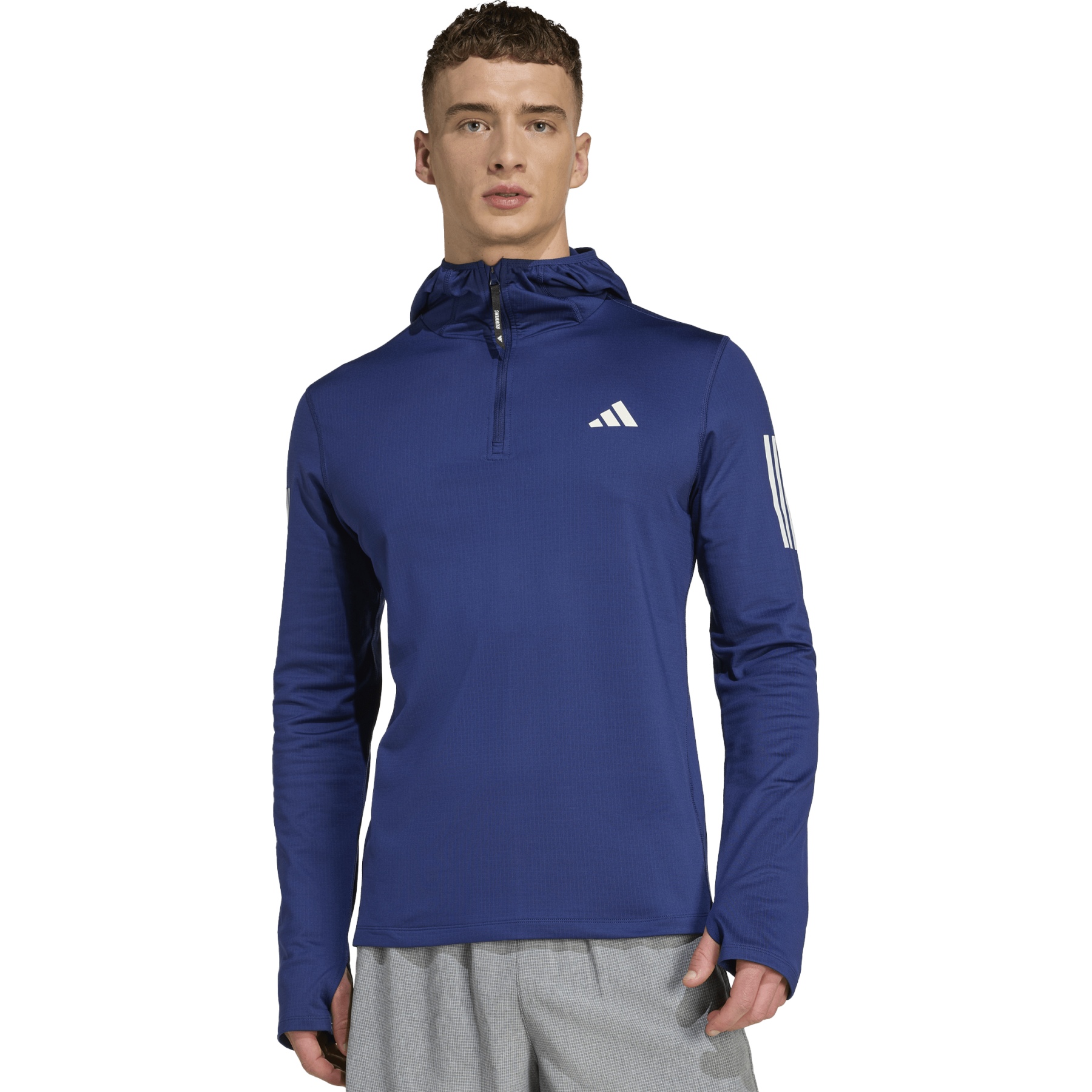 мужская утепленная толстовка на молнии adidas Own The Run - темно-синий JW9656