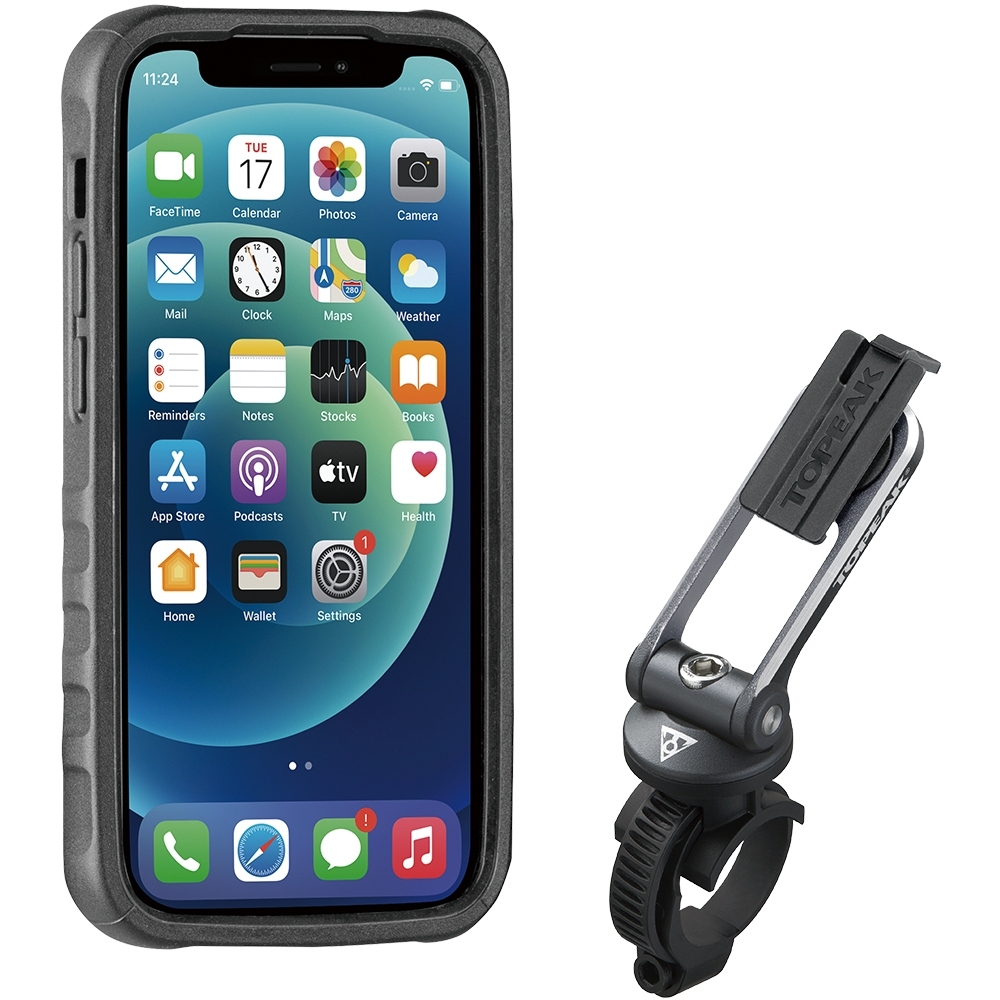 Picture of Topeak RideCase Protective Cover for iPhone 12 Mini with Smartphone Holder - Black/Grey