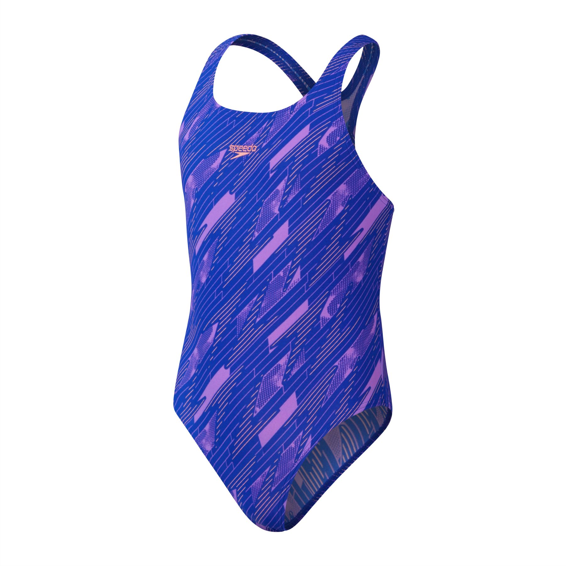 Picture of Speedo Hyper Boom Allover Medalist Swimsuit Girls - true cobalt/sweet purple/disco peach