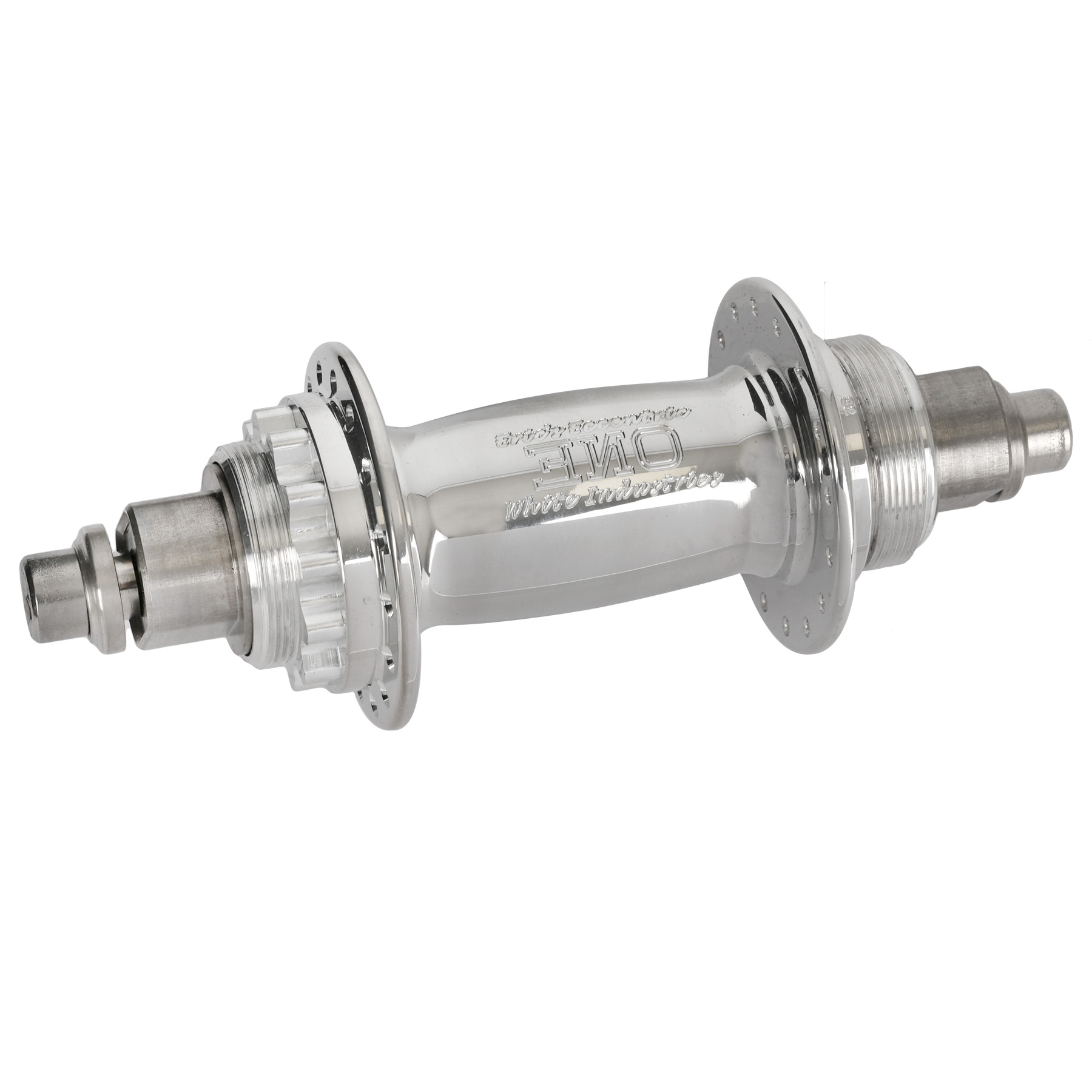 Productfoto van White Industries Eccentric ENO Rear Hub - 10x130mm Bolt On - Fixed / Free - polished silver