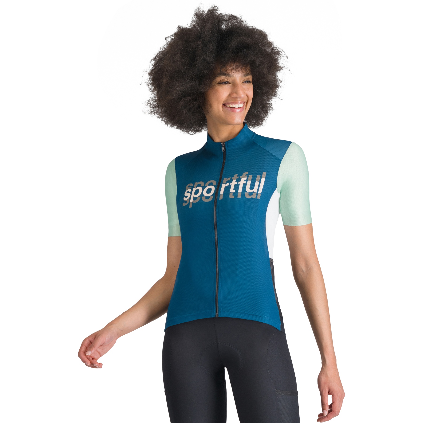 Produktbild von Sportful Supergiara Logo Radtrikot Damen - 415 Teal Blue/Lichen Green