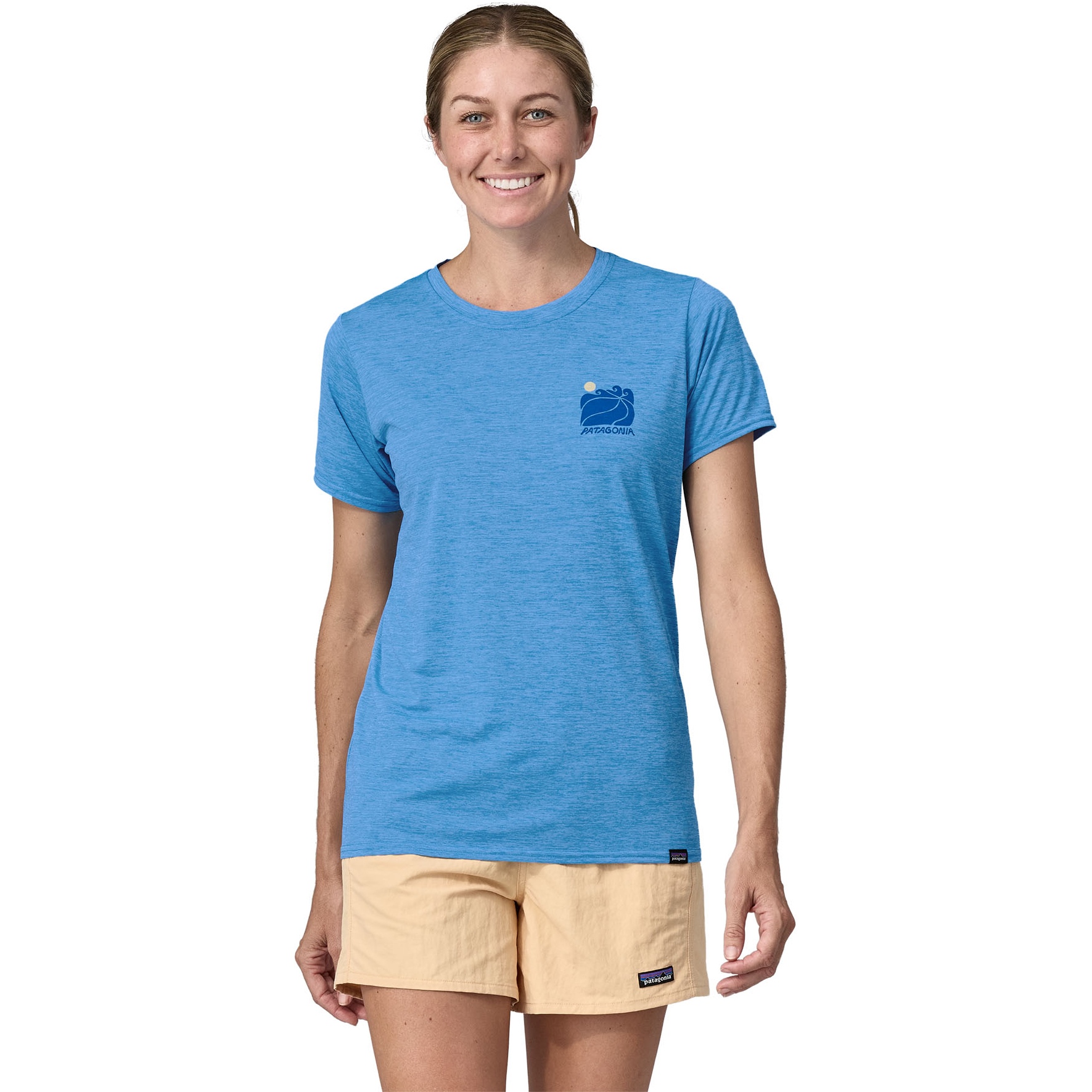 Picture of Patagonia Capilene Cool Daily Graphic Shirt Women - Waters - Sunrise Rollers: Vessel Blue X-Dye