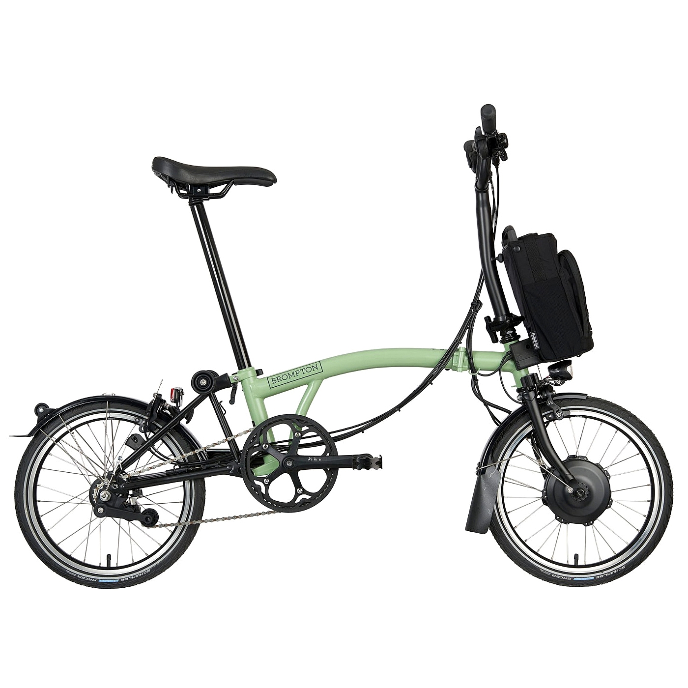Picture of Brompton Electric C Line Explore - 6-Speed - Mid Bar - Standard Seatpost - 16&quot; Electric Folding Bike - 2023 - matcha green