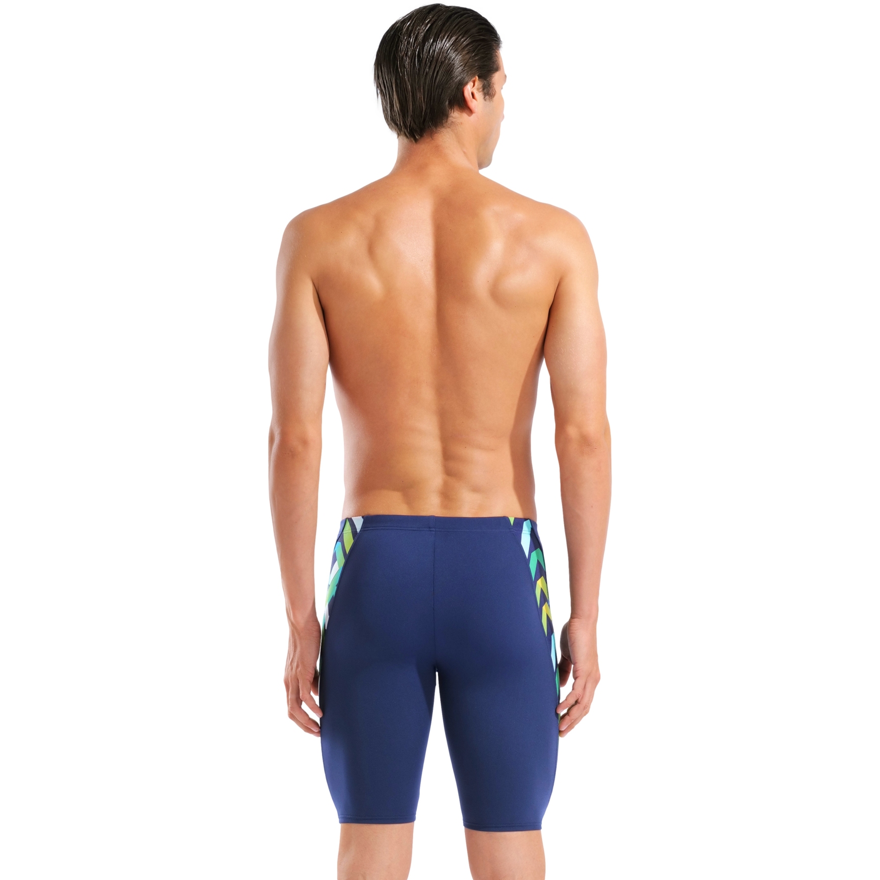 Maillot de bain 1 pièce femme Arena Marbled - Navy/ redmulti - Dos Défi - Jambe haute - Protection UV 50+ - Prêt-à-Porter