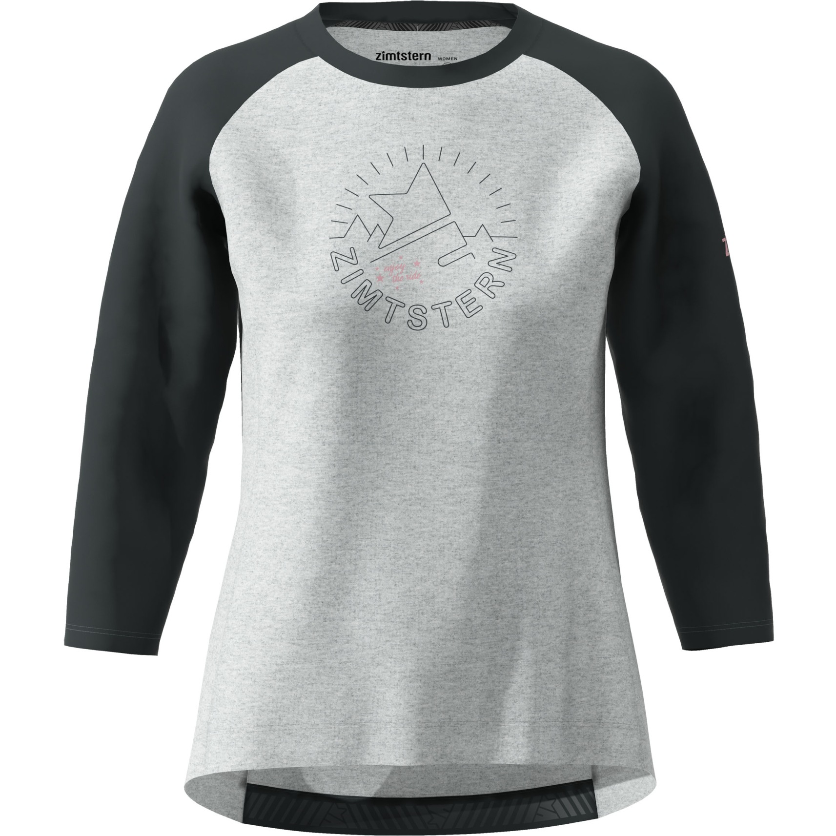 Image of Zimtstern PureFlowz Women's 3/4 Sleeve MTB-Shirt - Glacier Grey Melange/Pirate Black