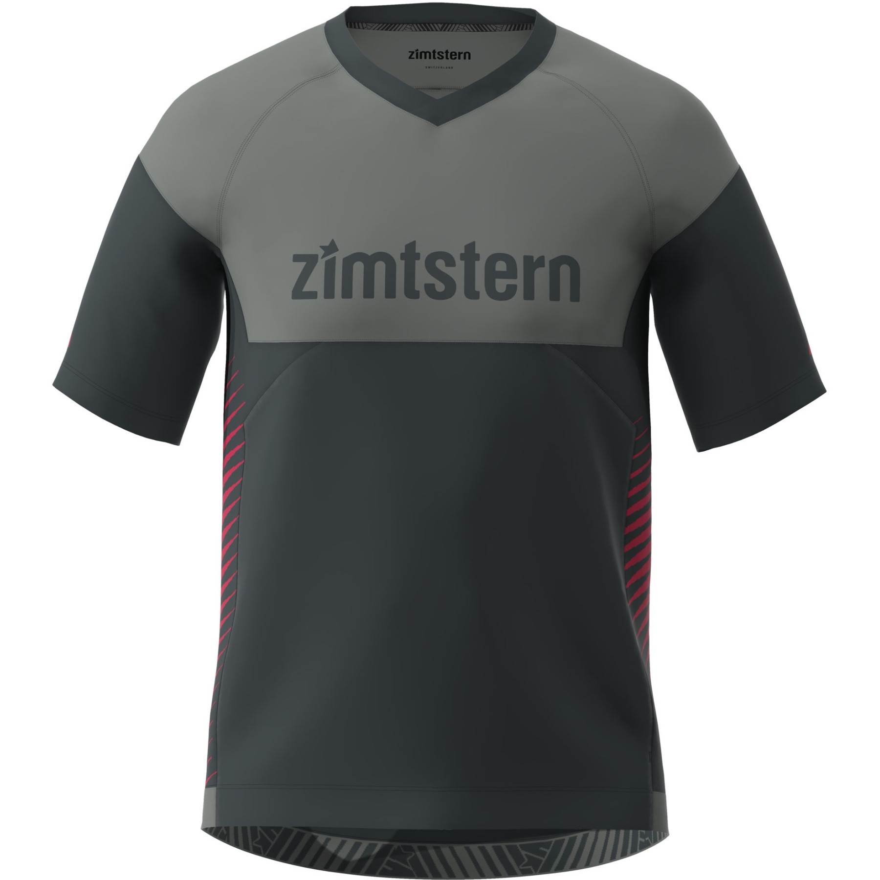 Image of Zimtstern Bulletz Men's Short Sleeve MTB-Shirt - Pirate Black/Gun Metal/Jester Red