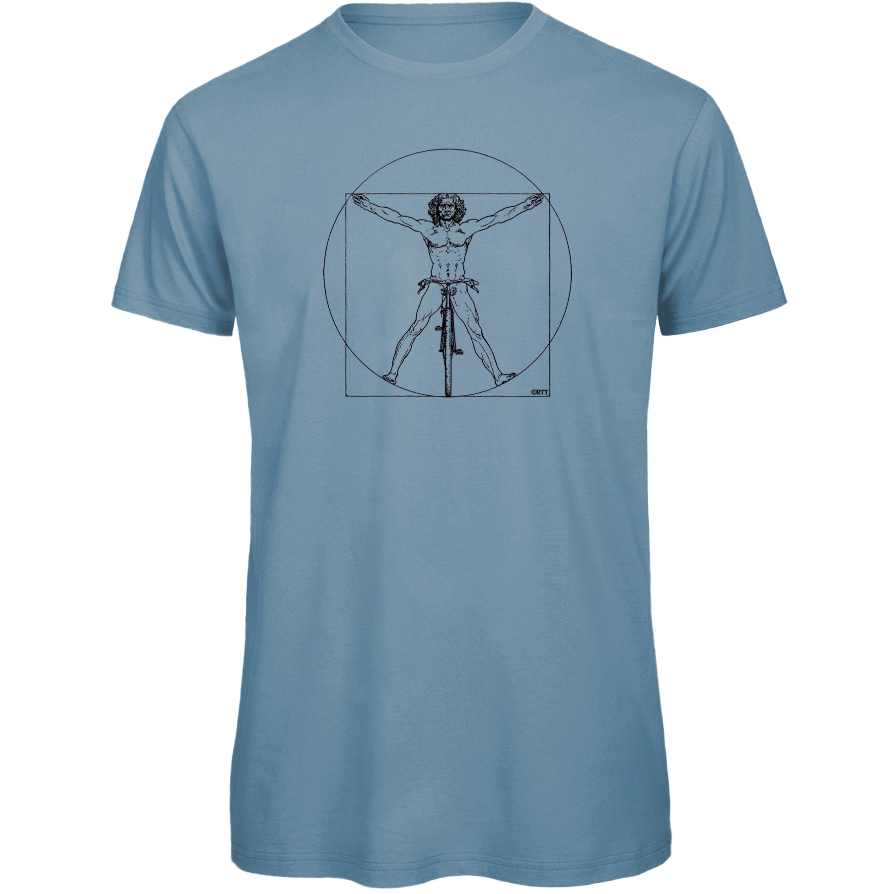 Productfoto van RTTshirts DaVinci Fiets T-Shirt Heren - lichtblauw