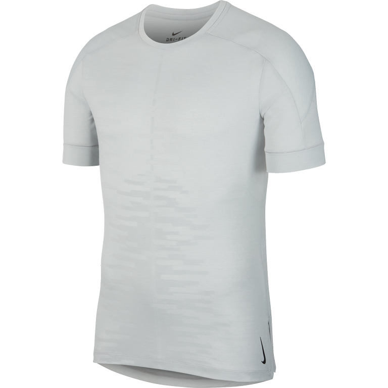 Produktbild von Nike Yoga Kurzarmshirt für Herren - pure platinum/lt smoke grey/black CJ4248-043