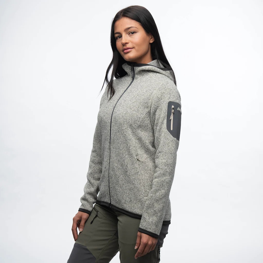 Bergans Kamphaug Knitted Women s Hoodie chalk sand