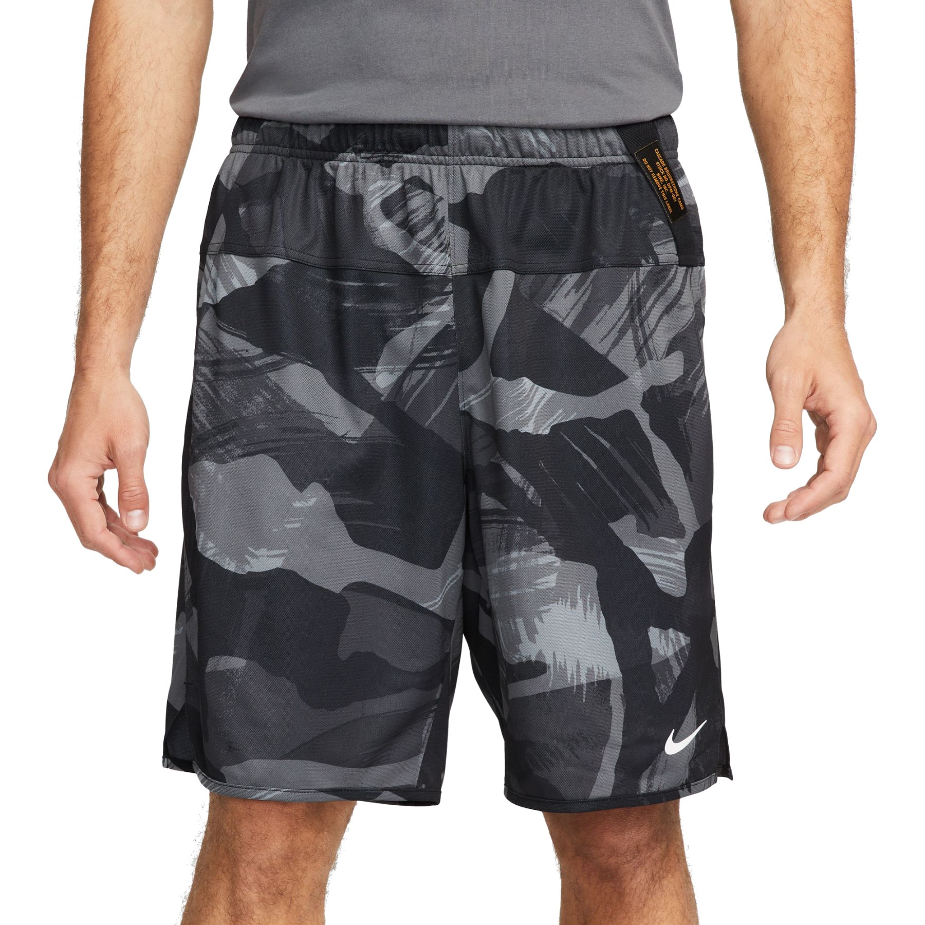 Produktbild von Nike Dri-FIT Totality Knit 9&quot; Camo Shorts Herren - black/gold suede/coconut milk FB7084-010
