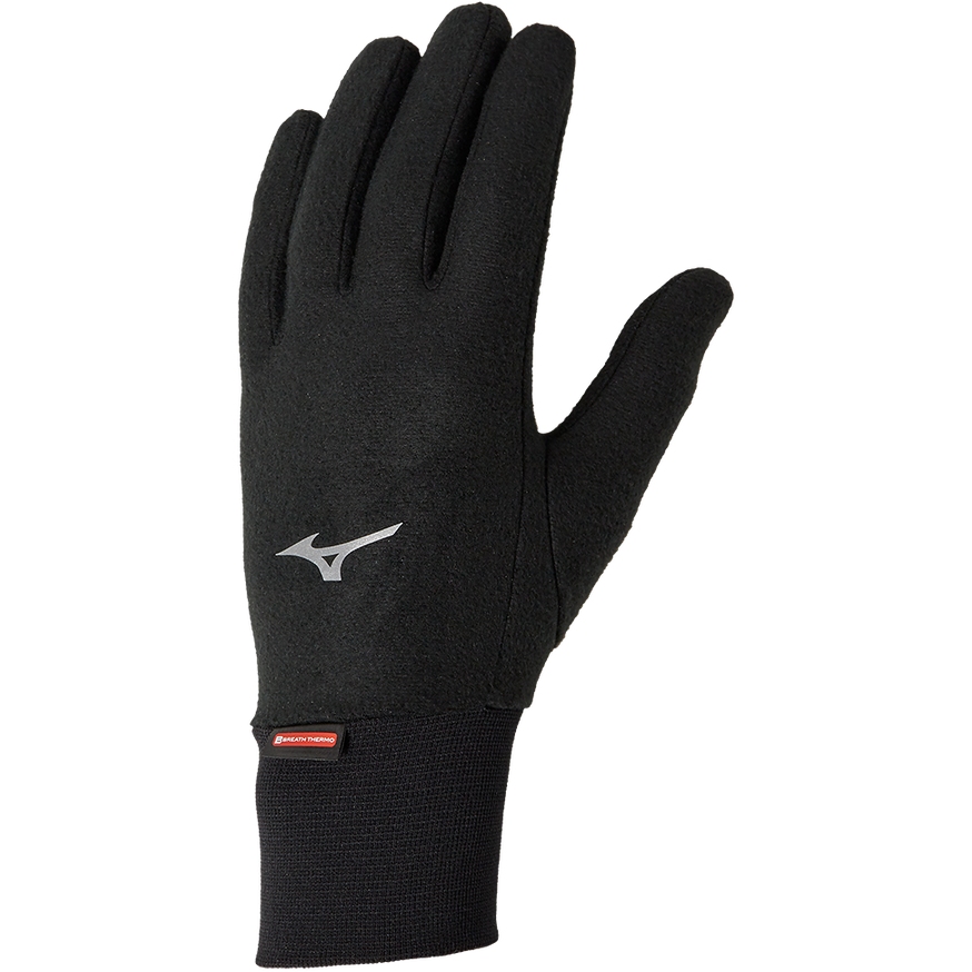 Productfoto van Mizuno Breath Thermo Mid Weight Fleece Handschoenen - Zwart