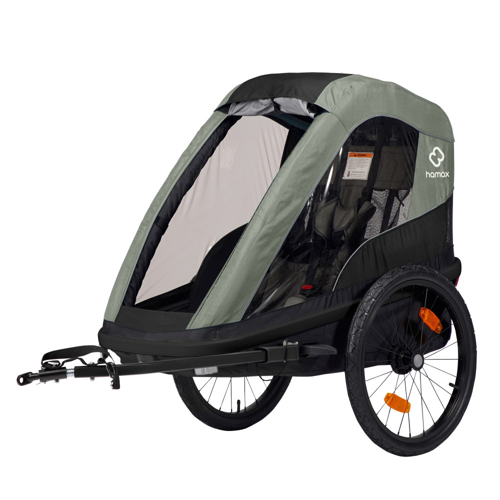 Picture of Hamax Avenida One Bike Trailer for 1 Kid - Incl. Drawbar and Stroller Wheel - Olive Green