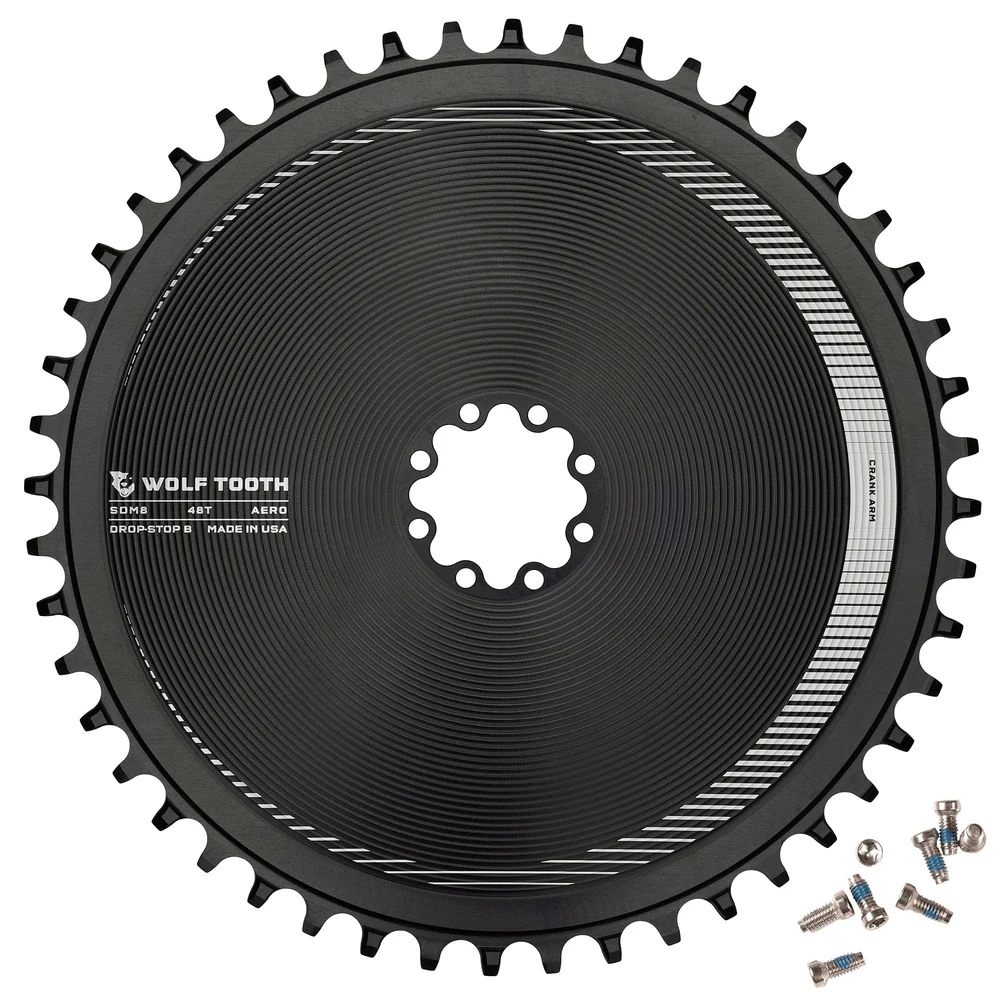 Wolf Tooth Aero Chainring for SRAM 8-Bolt Direct Mount | Drop-Stop