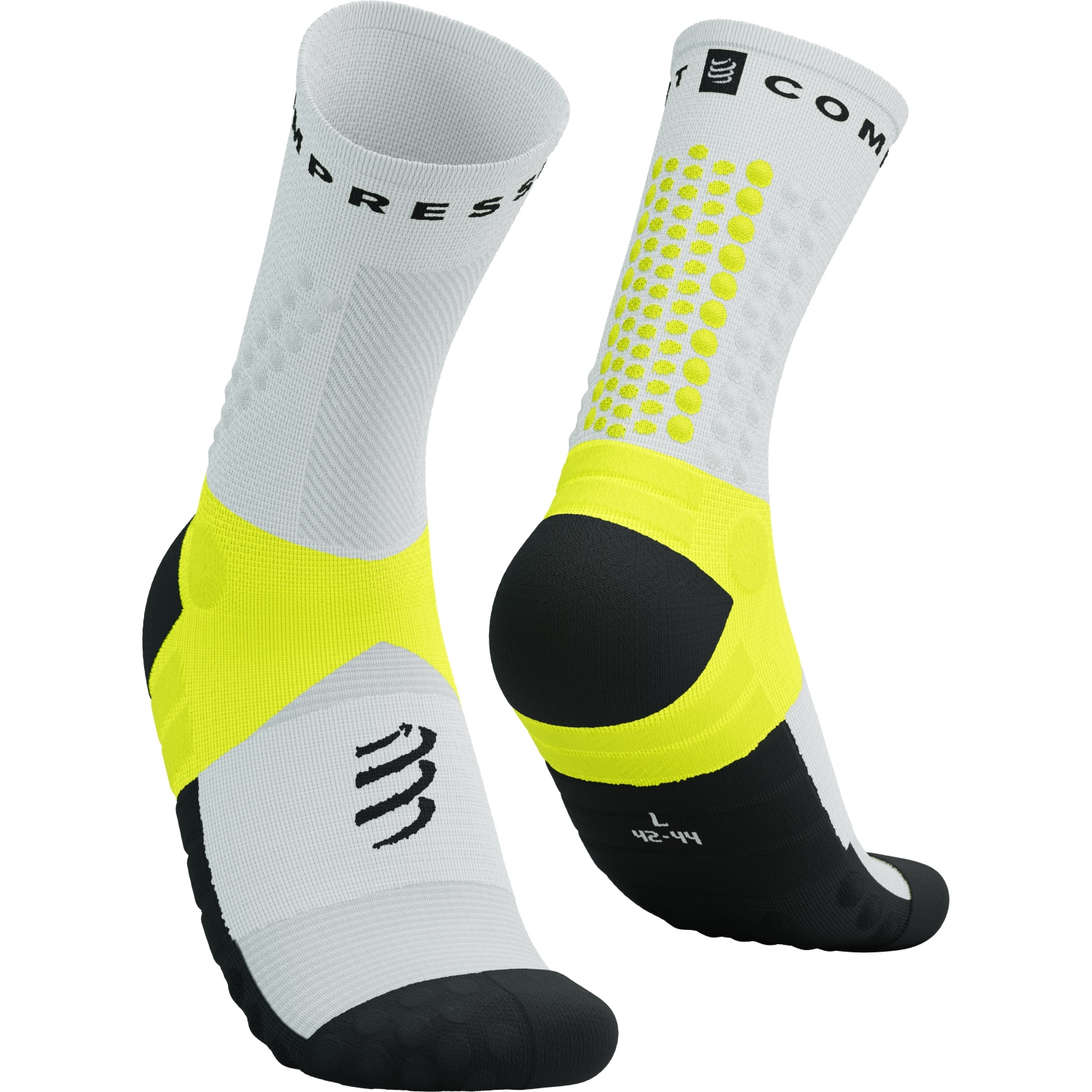 Picture of Compressport Ultra Trail Compression Socks v2.0 - white/black/safety yellow