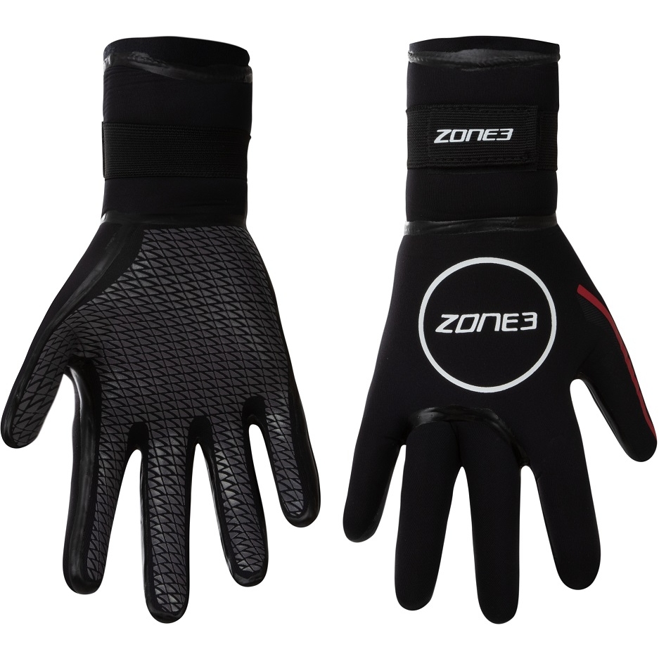 Produktbild von Zone3 Neopren Heat-Tech Wärmende Schwimmhandschuhe - schwarz/rot