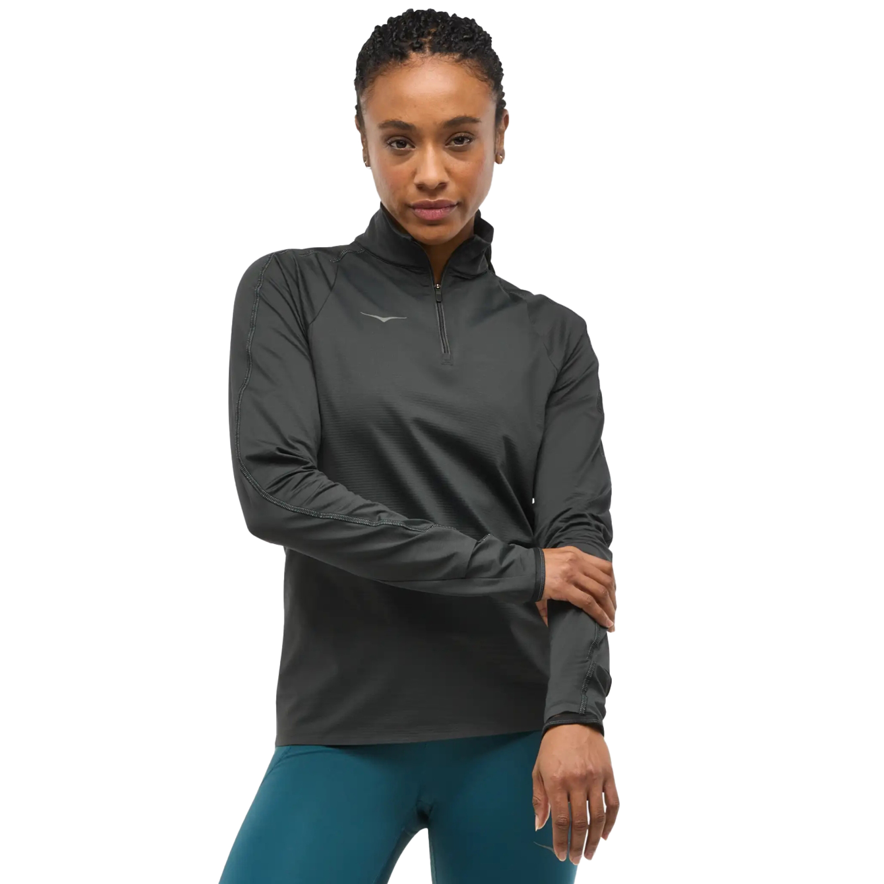 Productfoto van Hoka GlideTech Quarter Zip Shirt met Lange Mouwen Dames - zwart