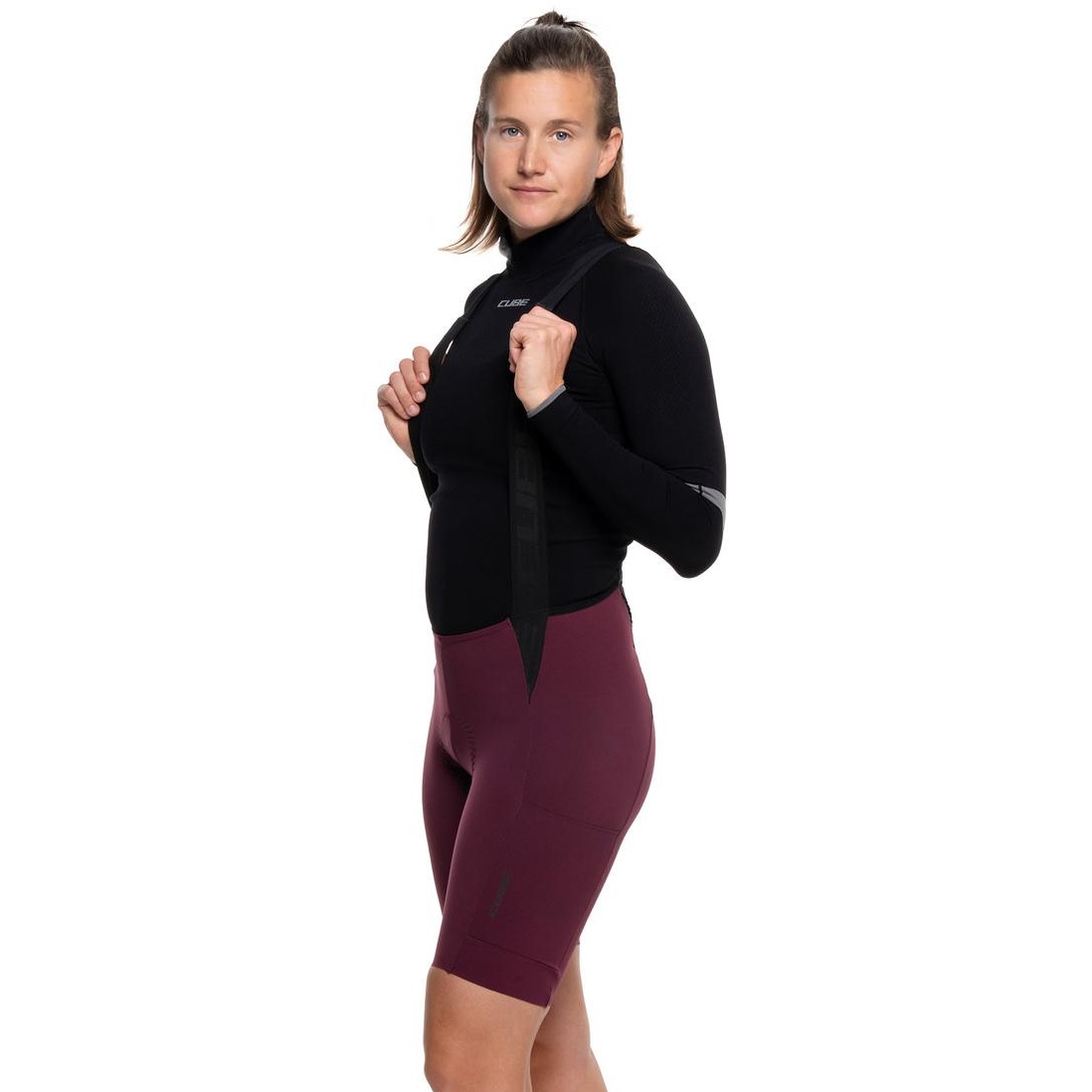 Bild von CUBE Gravel Cargo Trägershorts Damen - bordeaux