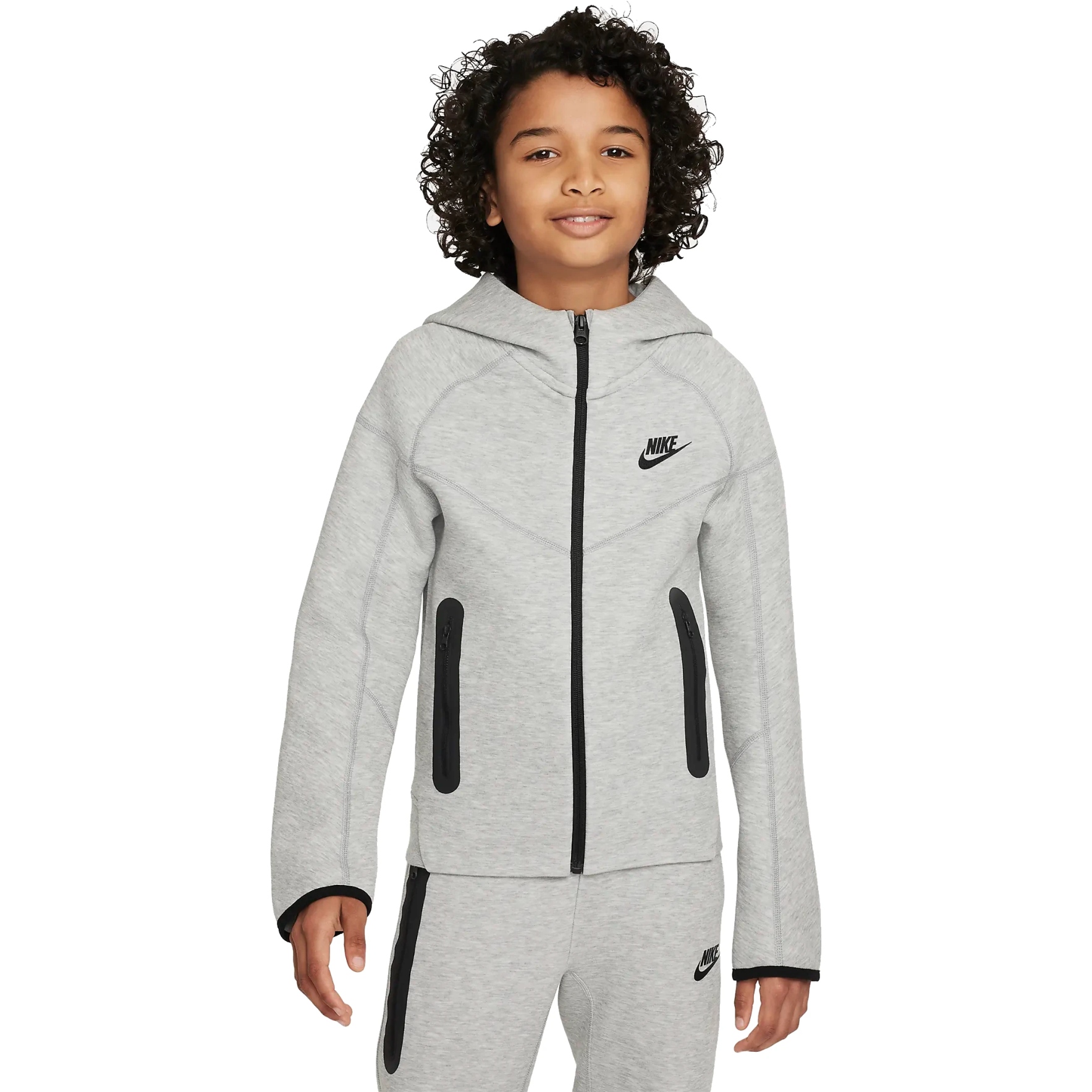 Produktbild von Nike Sportswear Tech Fleece Kapuzenjacke für ältere Kinder - dark grey heather/black/black FD3285-063