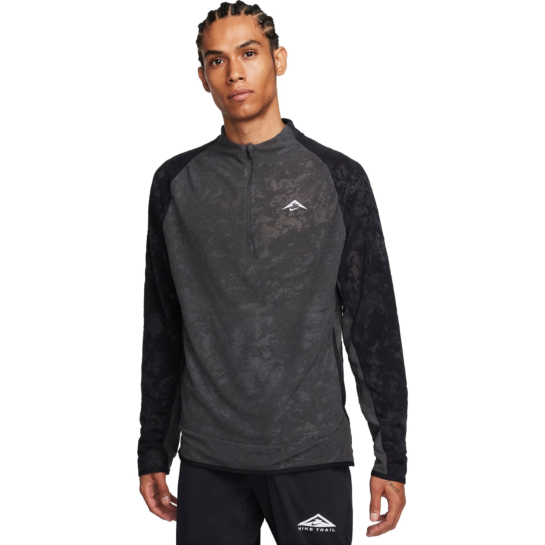 Productfoto van Nike Trail Dri-FIT 1/2 Zip Hardloopshirt met lange mouwen Heren - anthracite/black/white FB7535-060