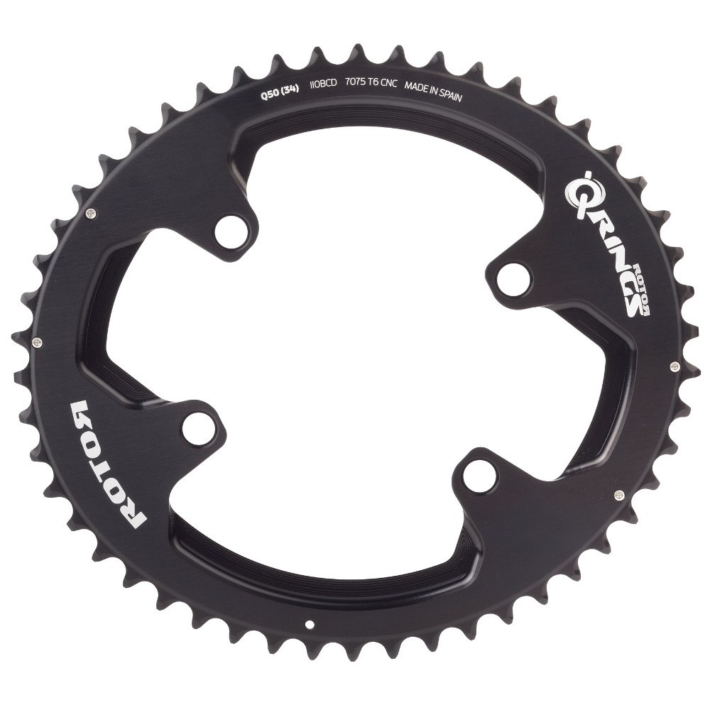 Rotor Q-Rings ALDHU 3D+ Outer Road Chainring - BCD 110x4 - oval - black