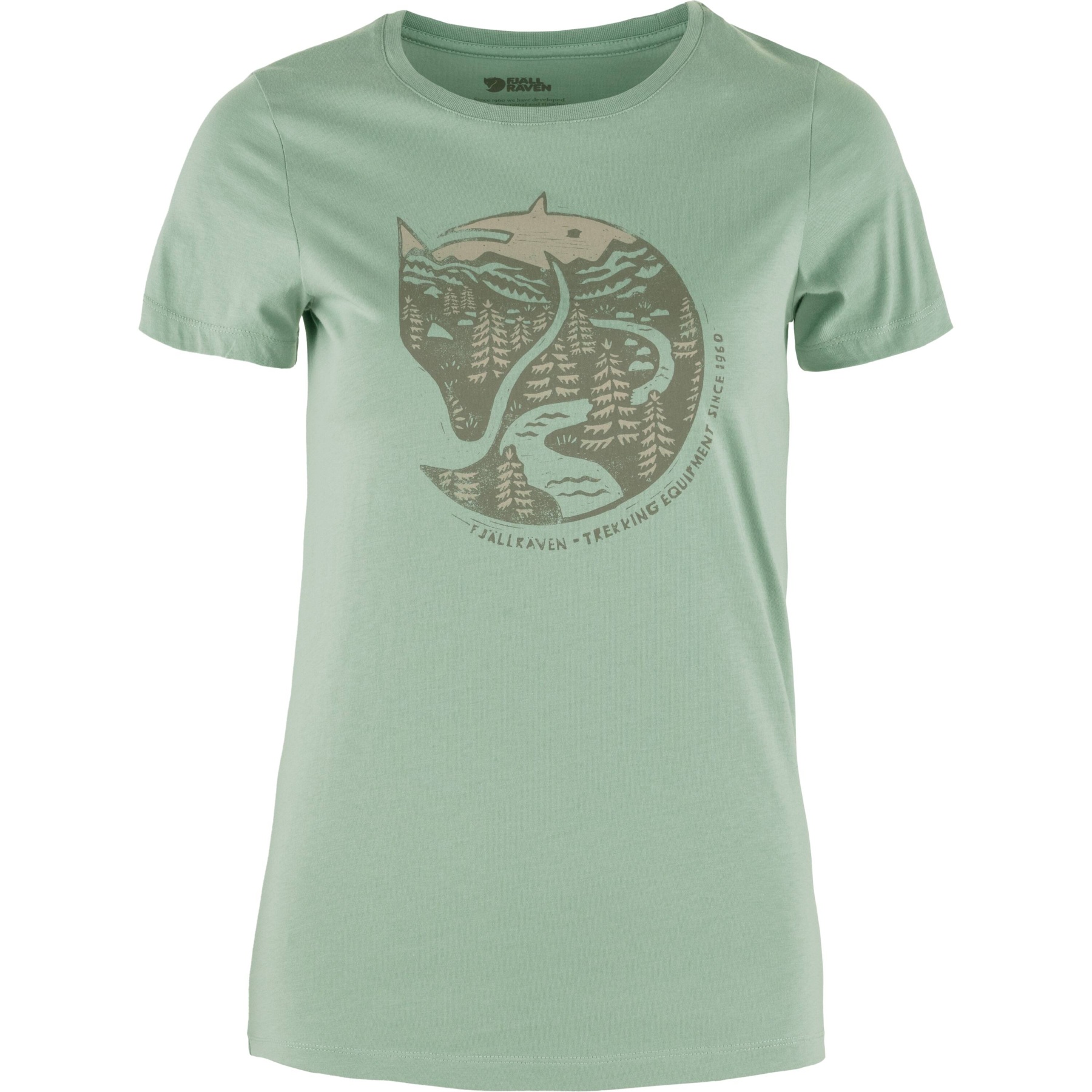 Produktbild von Fjällräven Arctic Fox Print T-Shirt Damen - misty green