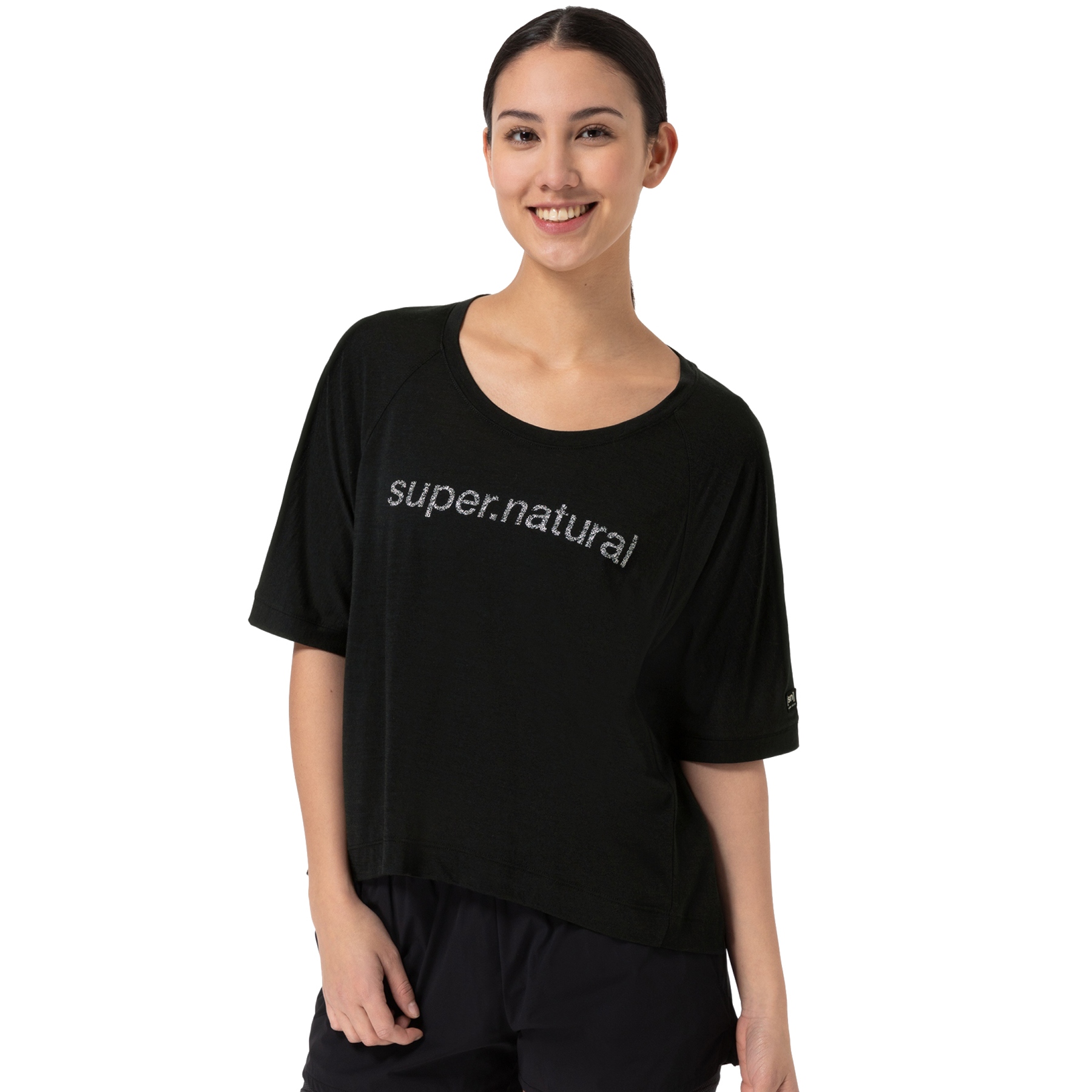 Produktbild von SUPER.NATURAL Liquid Flow T-Shirt Damen - Jet Black/Fresh White
