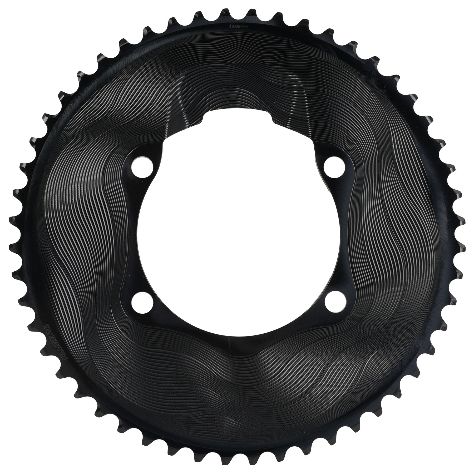 Productfoto van Alugear AERO Kettingblad - Road | 4x BCD 110 (Shimano Asymmetric / buiten) | 2x 12s - rond | zwart