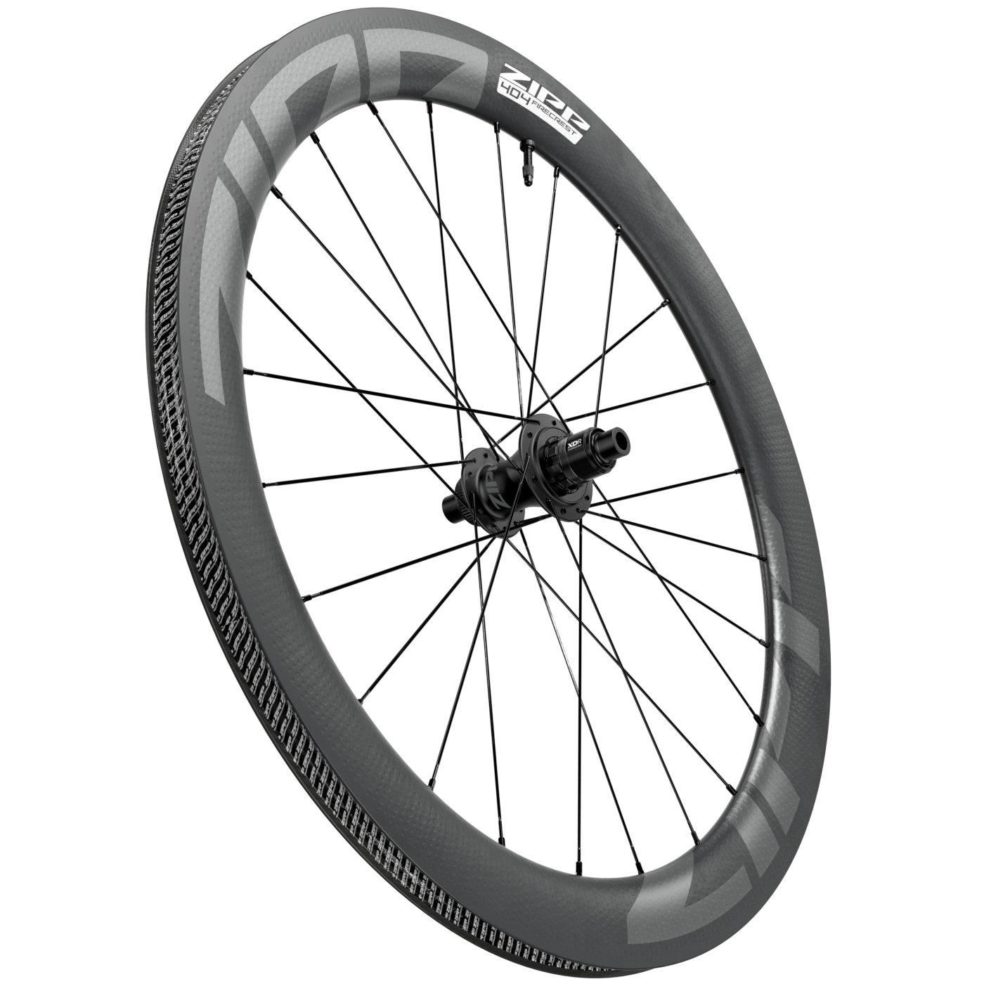 Productfoto van ZIPP 404 Firecrest Carbon Rear Wheel - Tubeless - Centerlock - 12x142mm - black