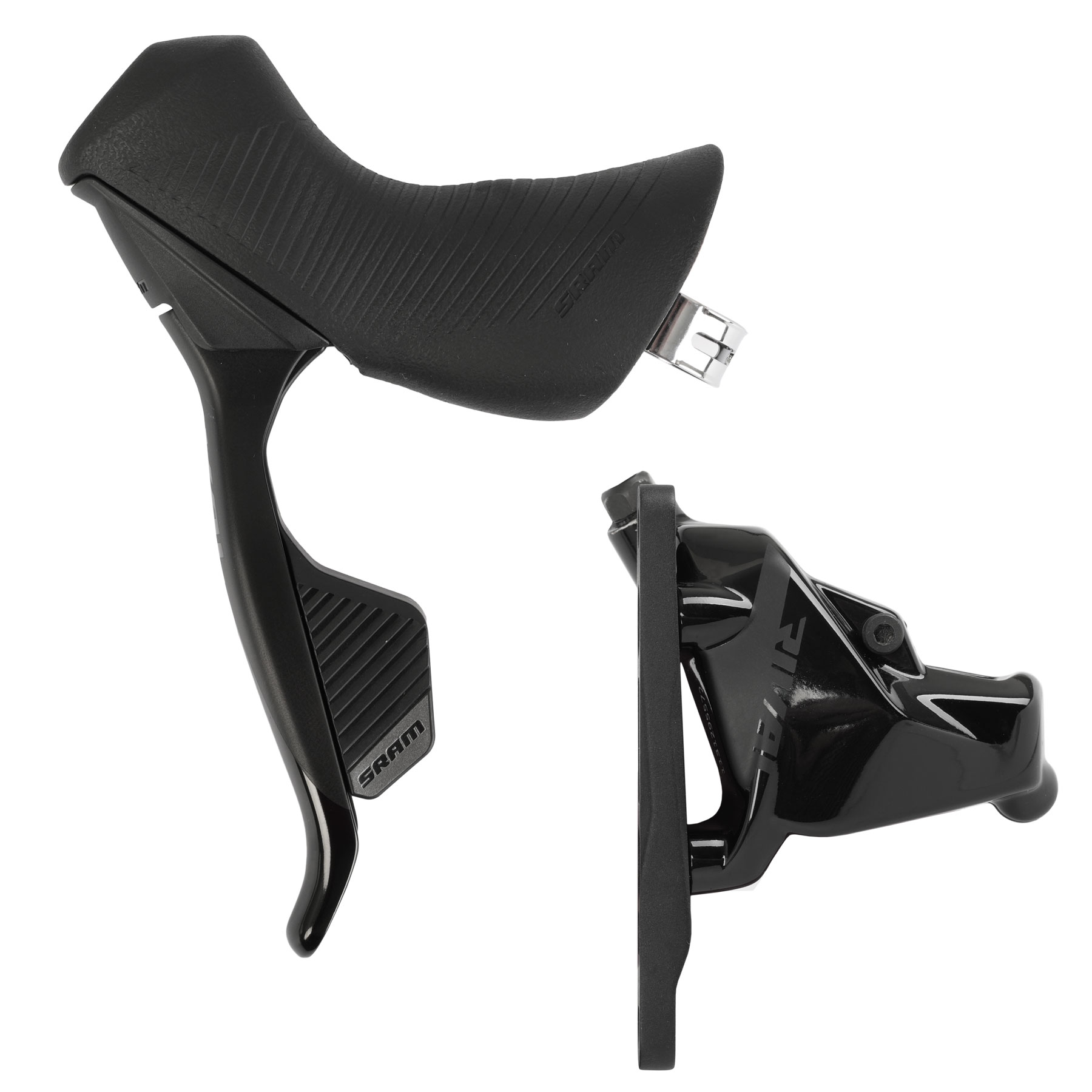 Productfoto van SRAM Rival eTap AXS HRD schakelrem + hydraulische schijfrem - flat mount - Links | vooraan | 2x12-speed - zwart - Speciale Aanbieding