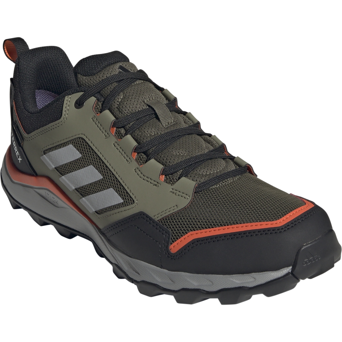 мужские кроссовки adidas TERREX Tracerocker 2 GORE-TEX Trail - оливковый слой/темно-серый / оранжевый полуударный JI1305