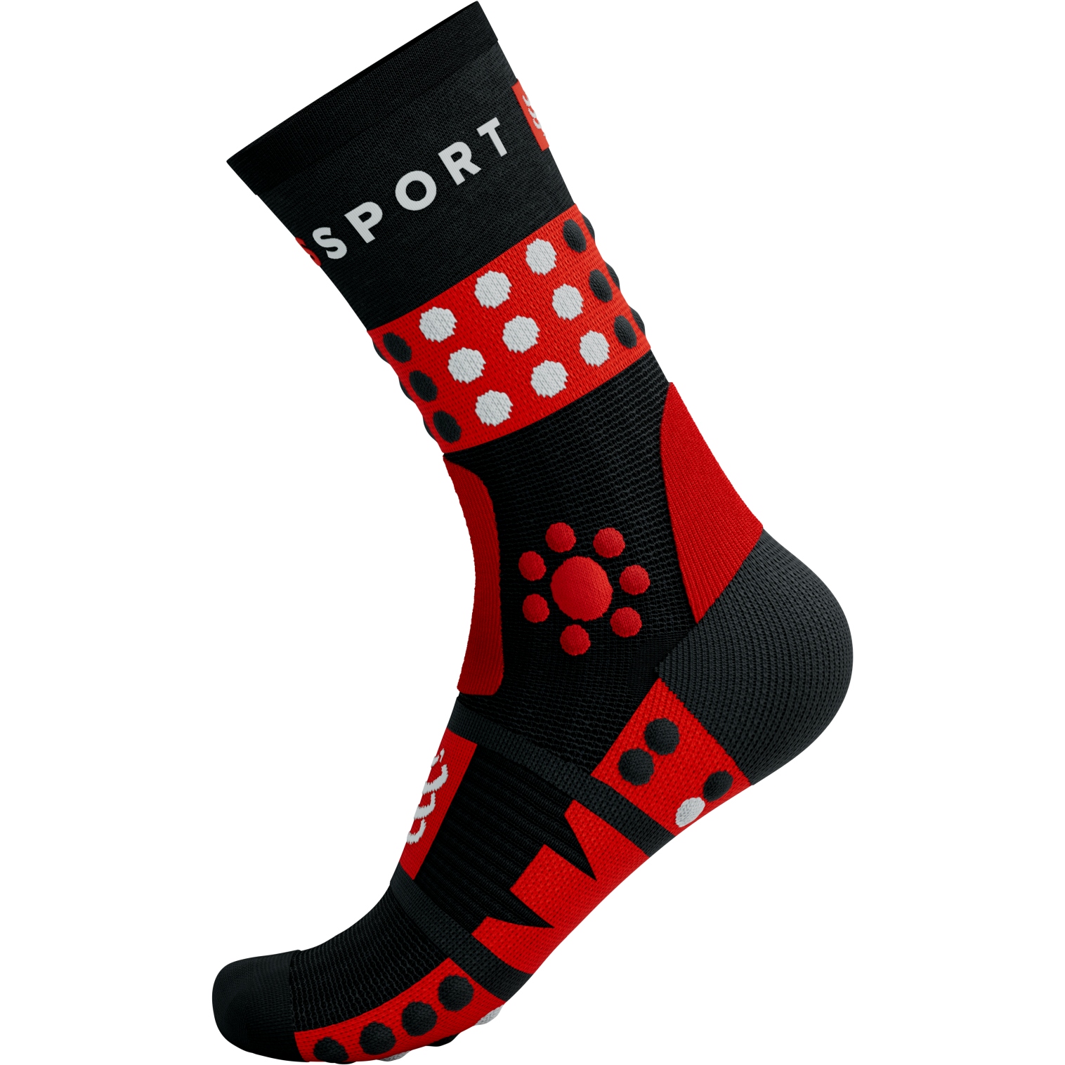 Calcetines Compressport Trekking Negro/Rojo/Blanco