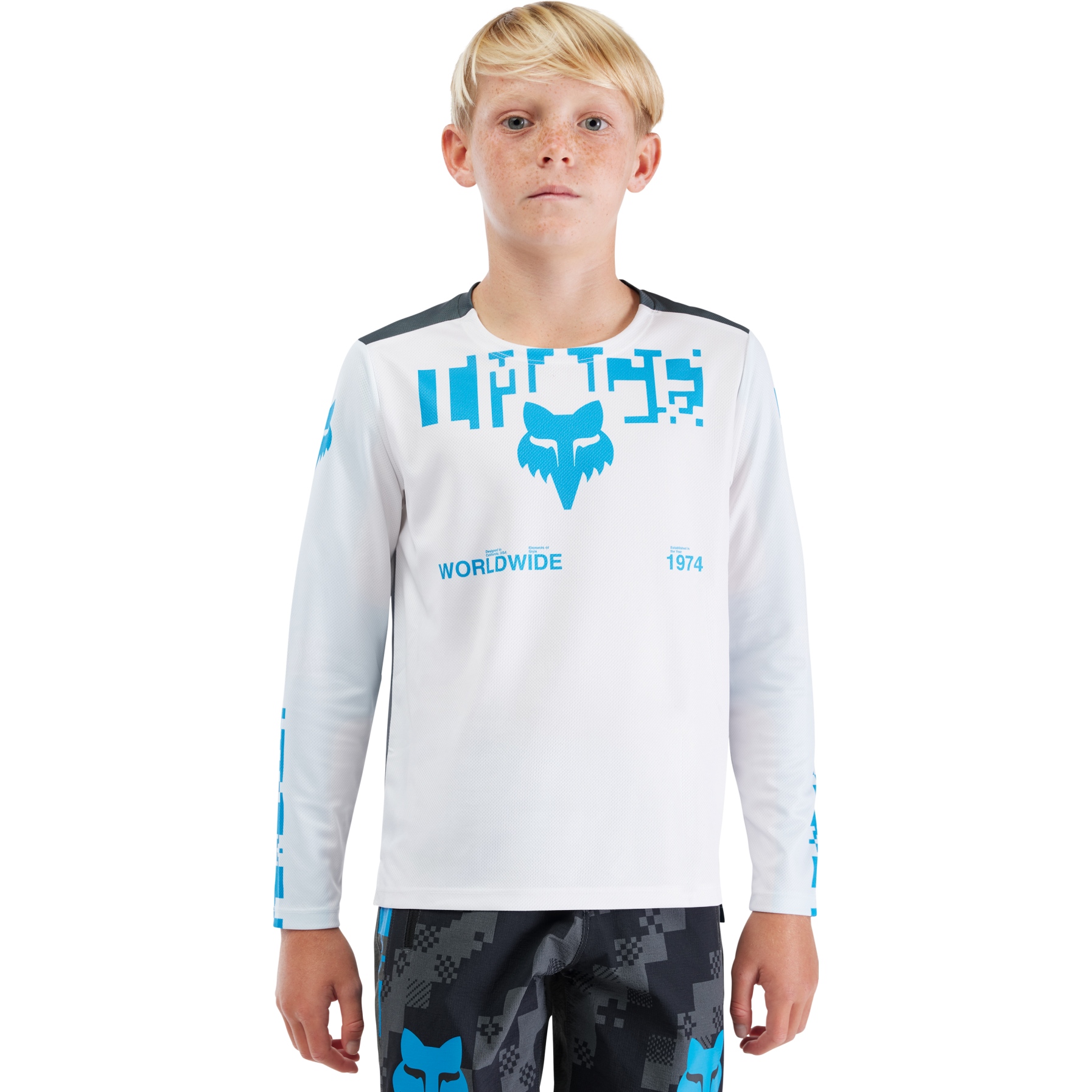 Productfoto van FOX Ranger MTB Fietsshirt met lange mouwen Kinderen - Digi Image - wit