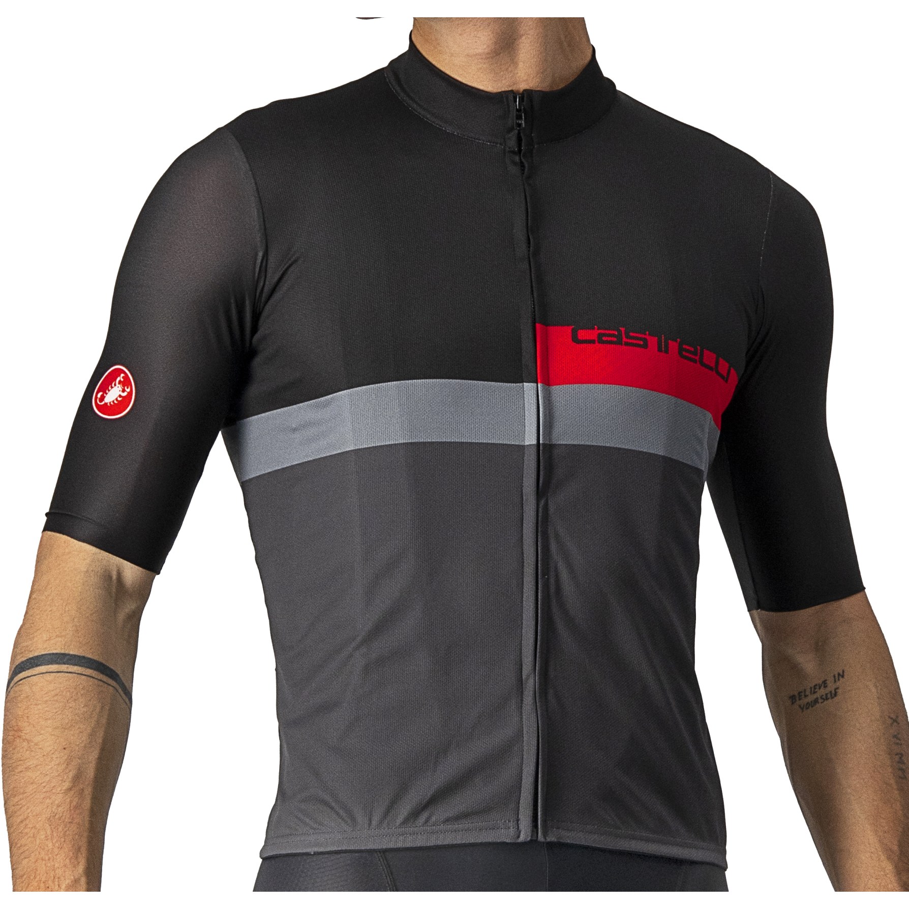 Image of Castelli A Blocco Jersey - light black/red-drark grey 085