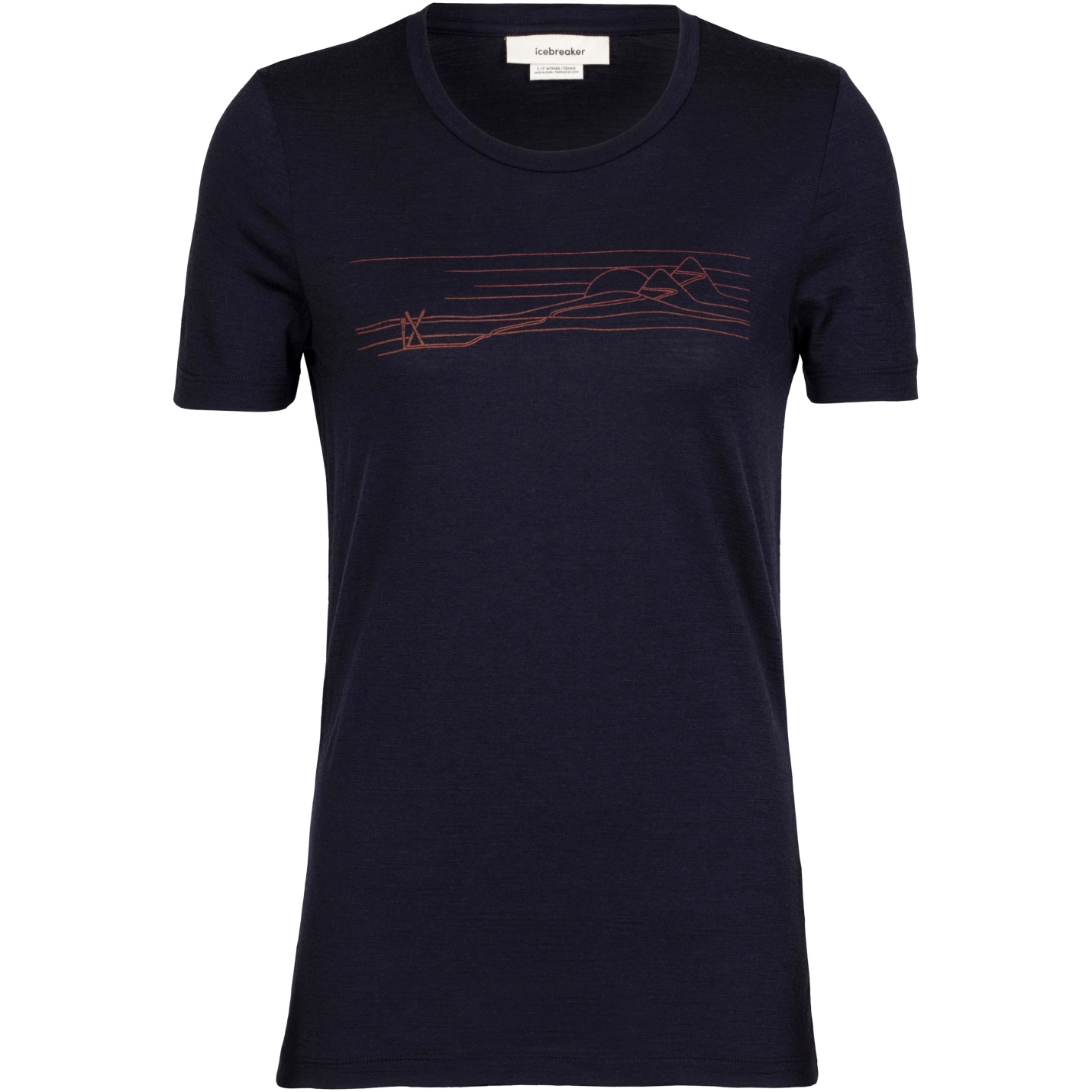 Icebreaker Tech Lite II Ski Stripes Short Sleeve Tee Women - Midnight Navy