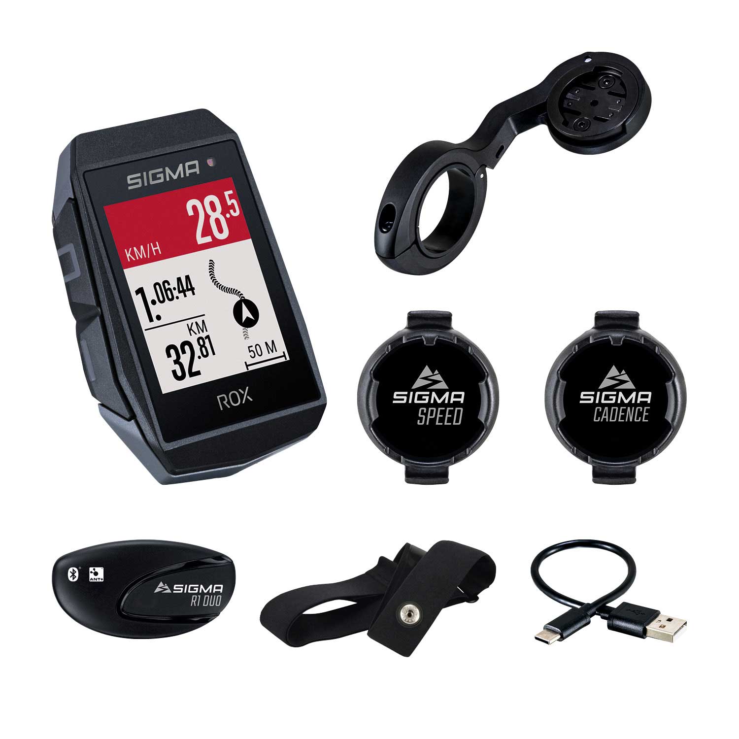Image of Sigma Sport ROX 11.1 EVO GPS Cycle Computer - Sensor Set - black