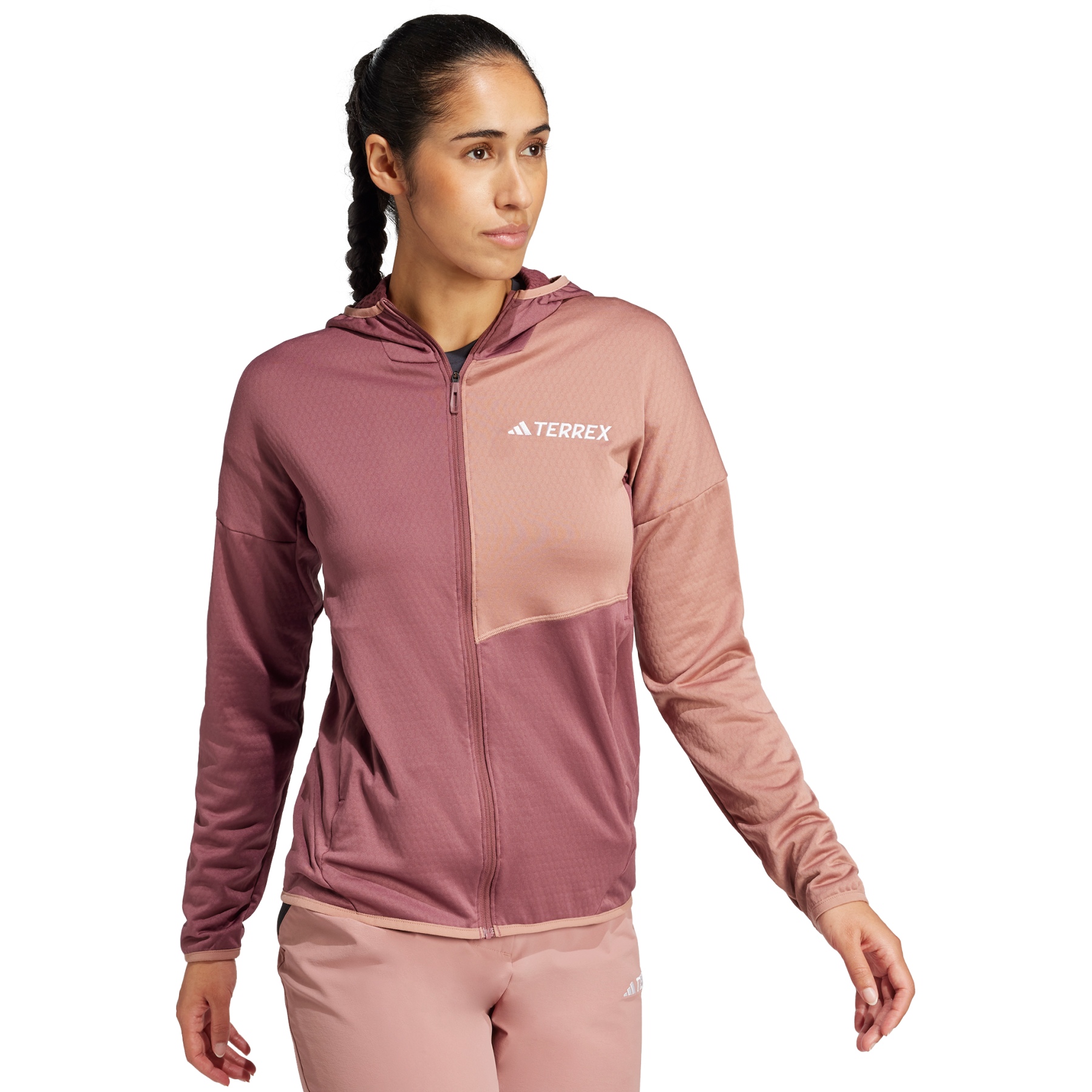 Produktbild von adidas TERREX Xperior Light Fleecejacke mit Kapuze Damen - quiet crimson/warm clay JE1366