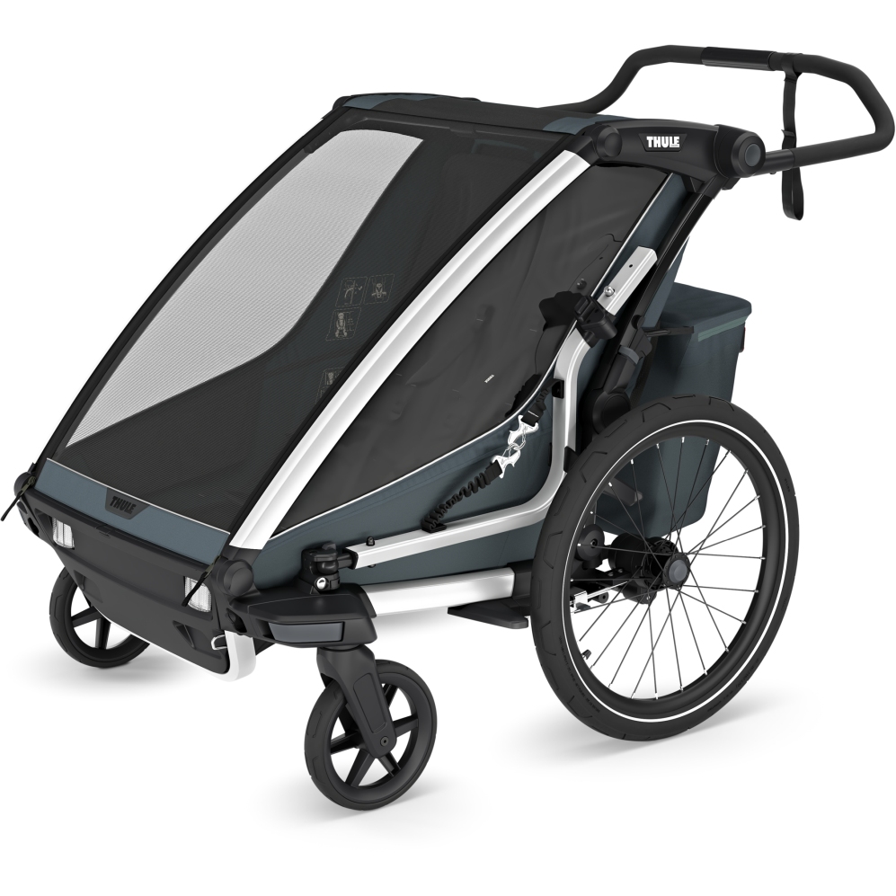 Zdjęcie: Thule Chariot Cross 2 Double - Bike Trailer for 2 Kids - dark slate