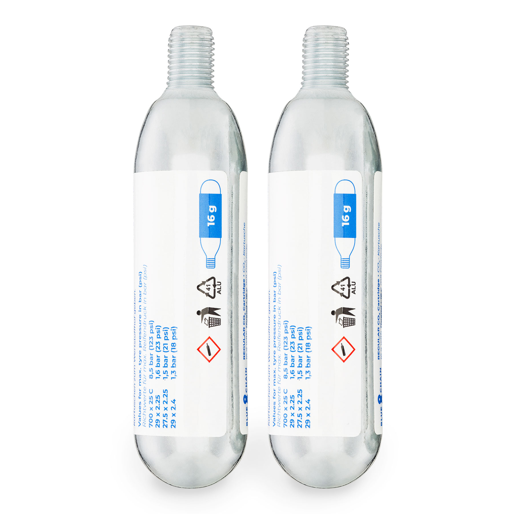Productfoto van BLUECHAIN CO2 Vervangingspatronen met Schroefdraad - 2x 16g