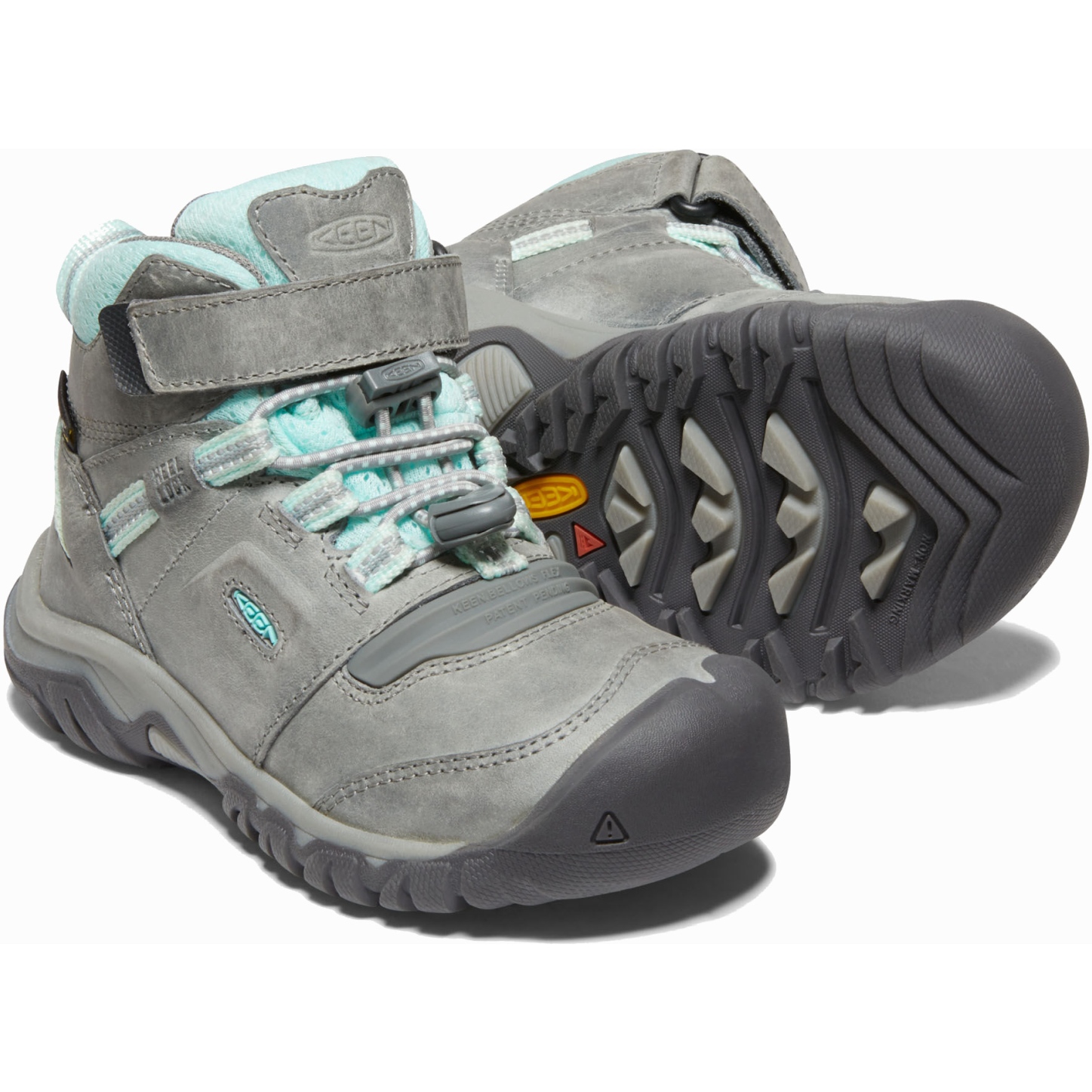 KEEN Ridge Flex Mid Waterproof Kids Boots - Grey/Blue Tint