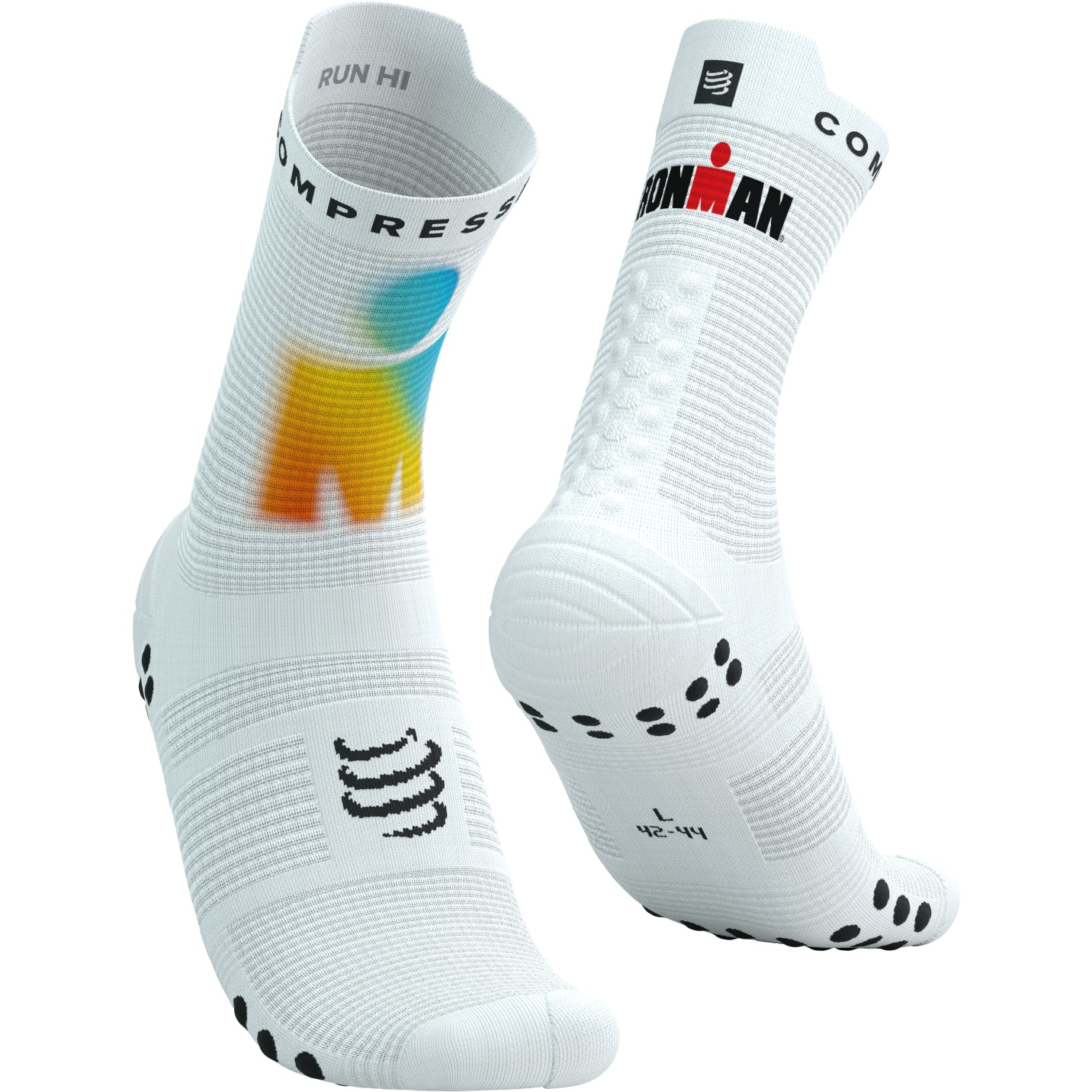 Produktbild von Compressport Pro Racing Kompressionssocken v4.0 Run High - Ironman 2025 - white/sunrise - L1